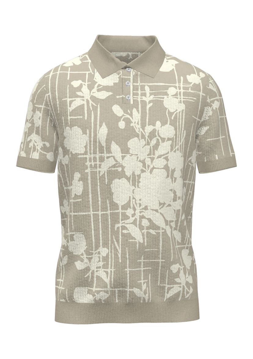 Mens Short Sleeve Floral Polo Shirt