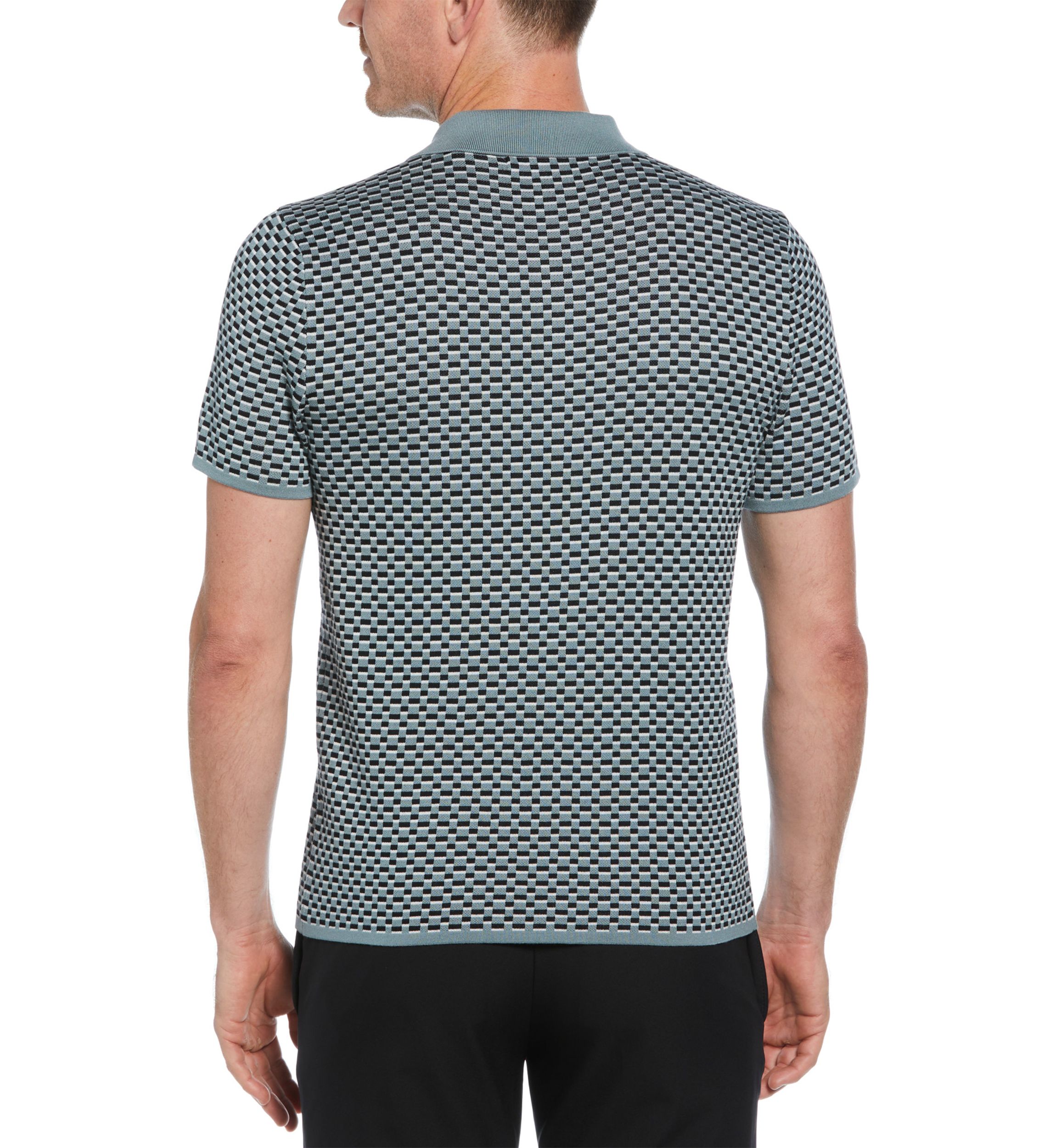 Mens Short Sleeve Geometric Polo Shirt 