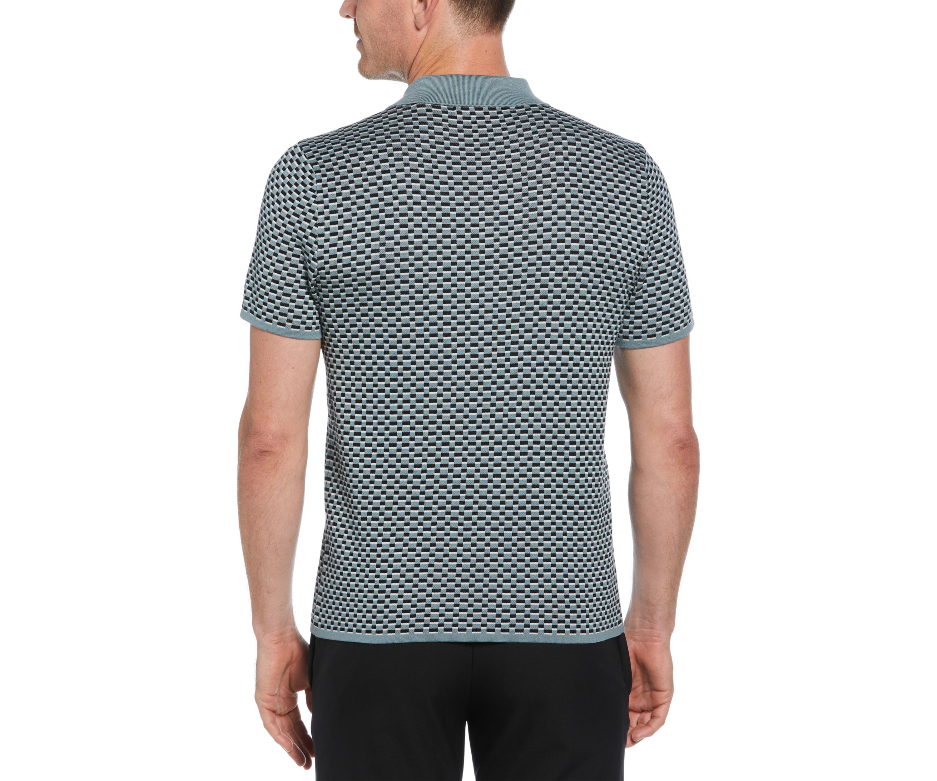 Mens Short Sleeve Geometric Polo Shirt 