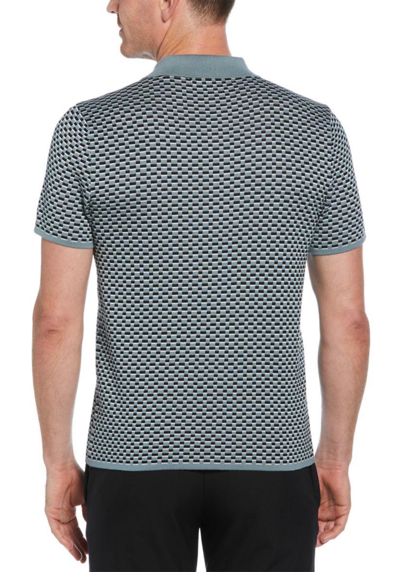 Mens Short Sleeve Geometric Polo Shirt 