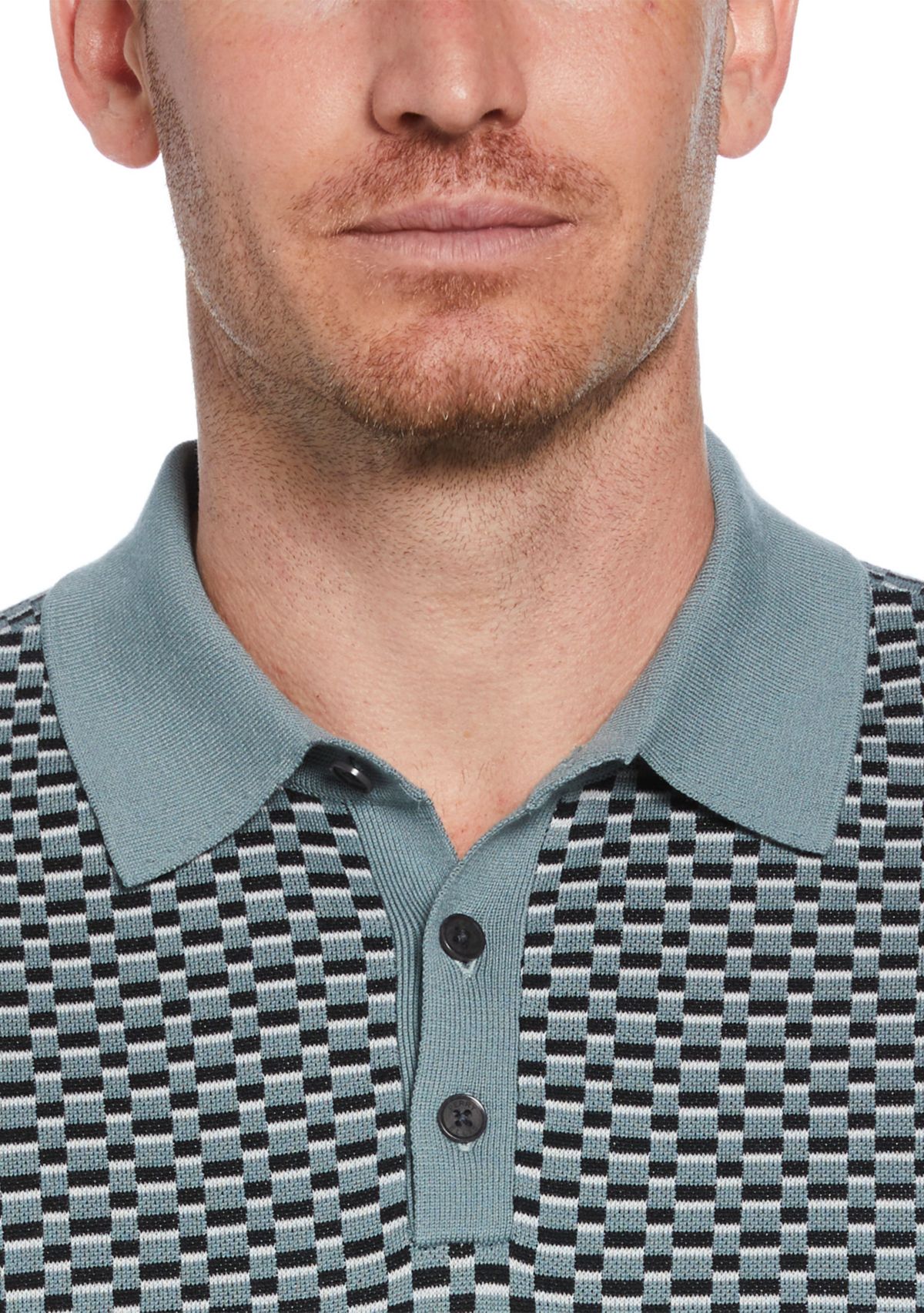 Mens Short Sleeve Geometric Polo Shirt 