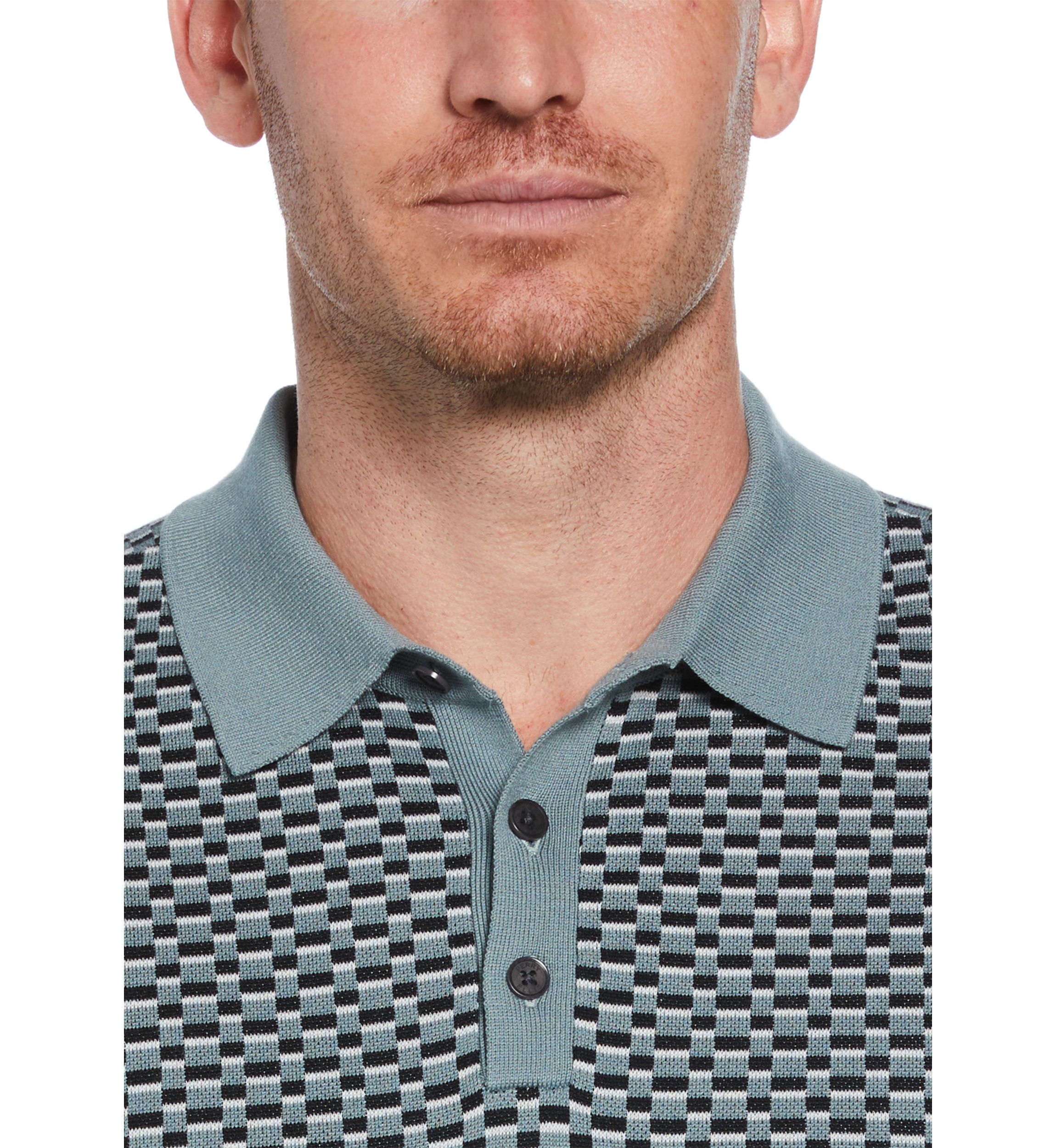 Mens Short Sleeve Geometric Polo Shirt 