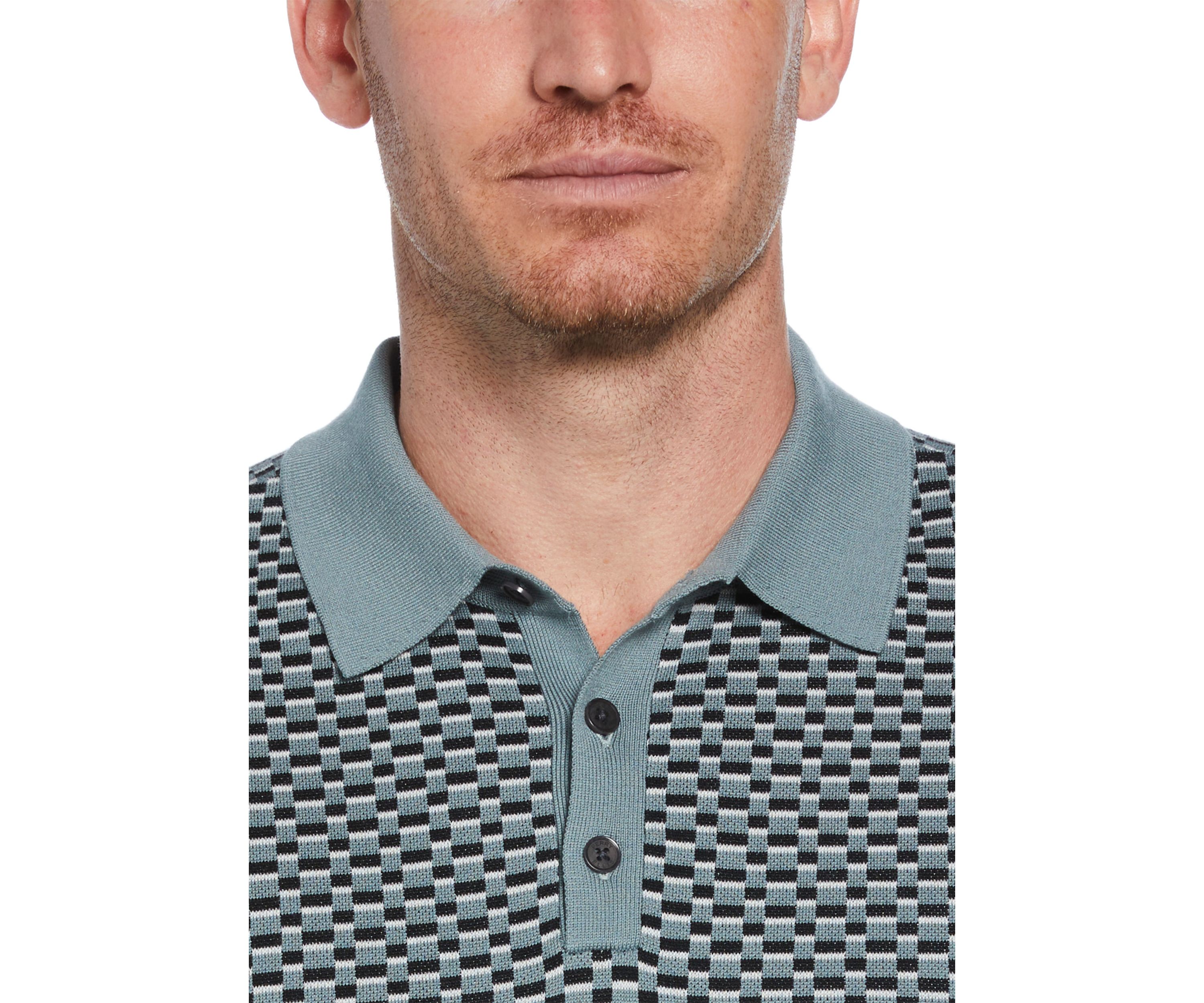 Mens Short Sleeve Geometric Polo Shirt 
