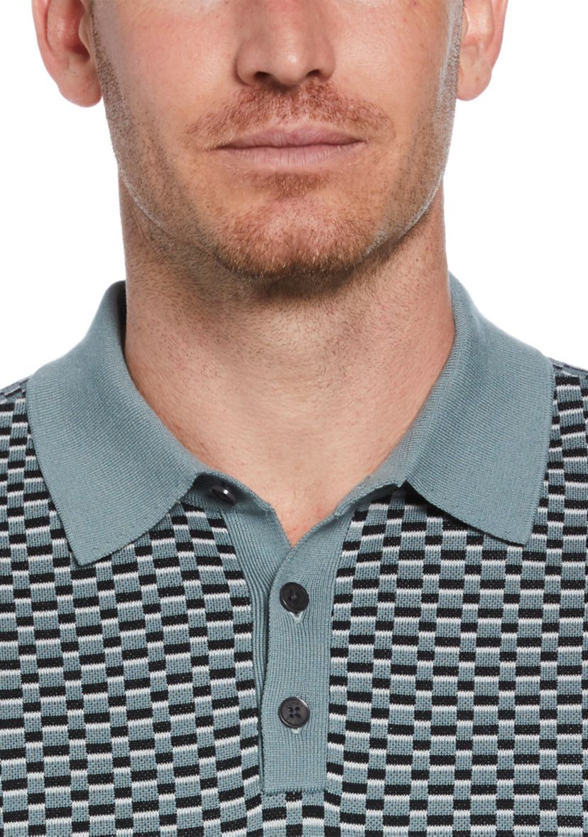 Mens Short Sleeve Geometric Polo Shirt 