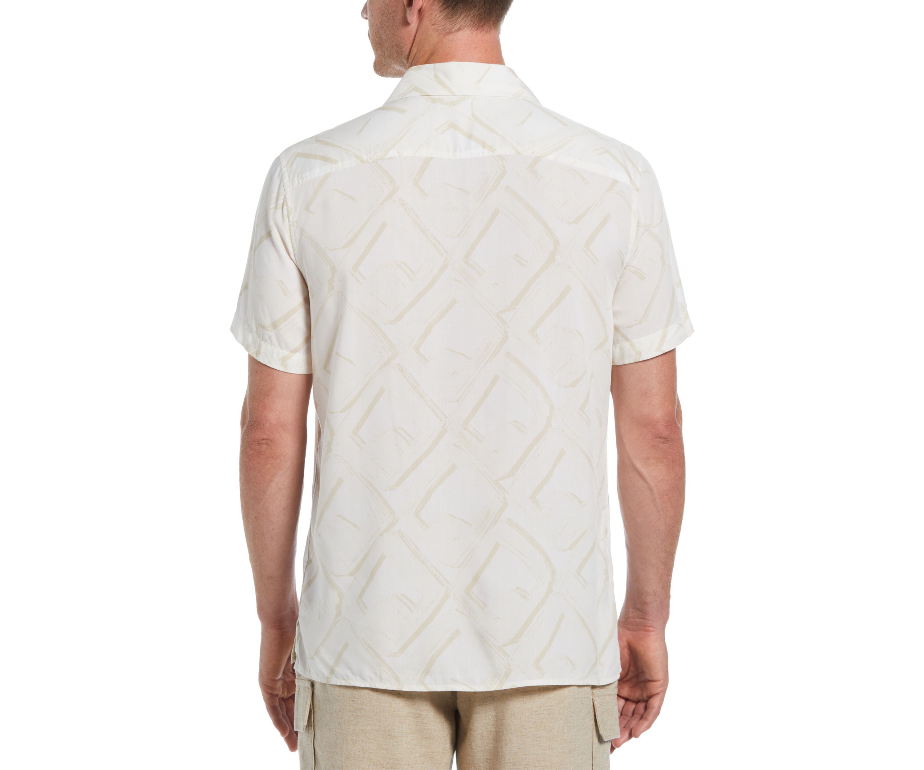Mens Short Sleeve Abstract Linen Shirt