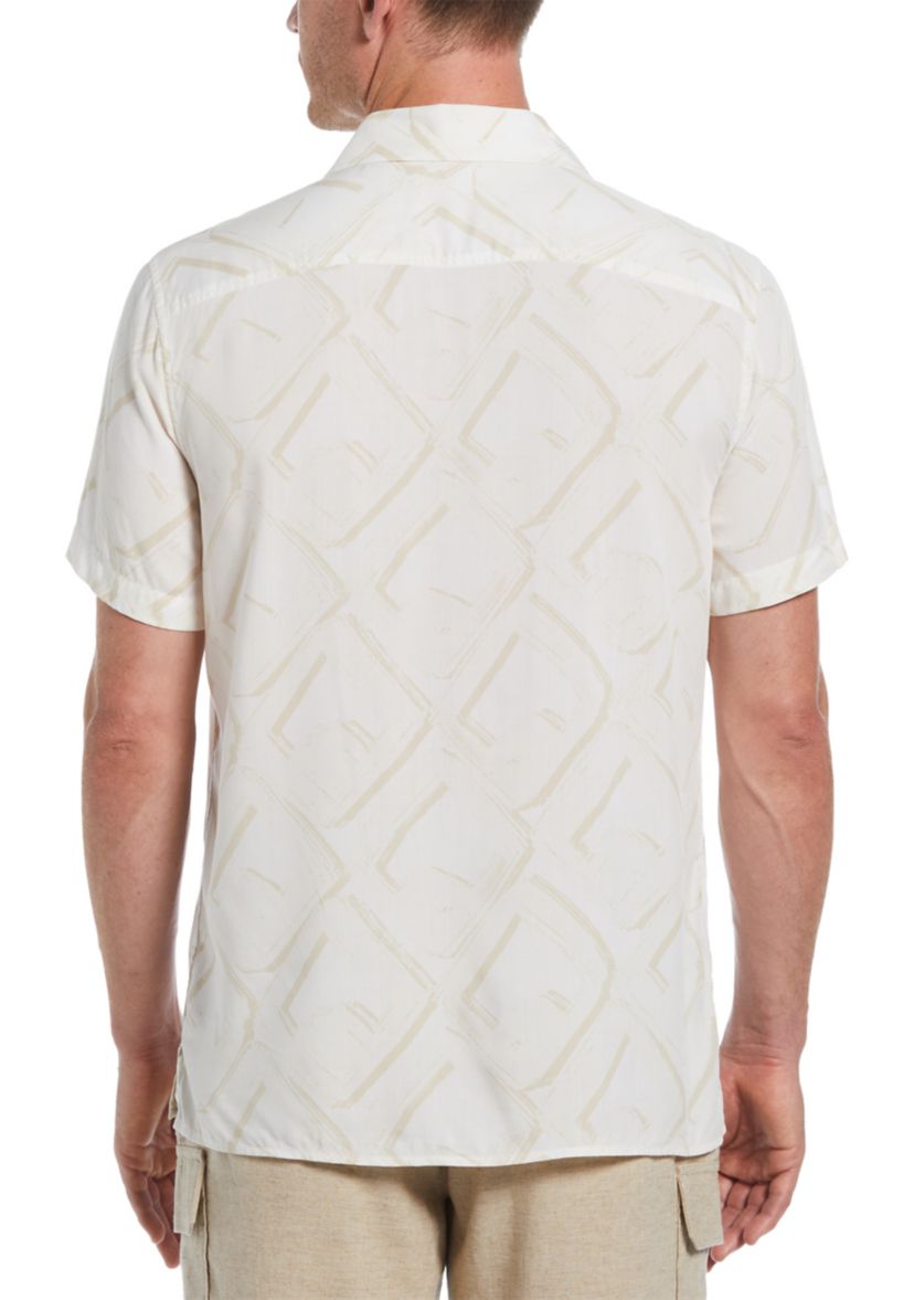 Mens Short Sleeve Abstract Linen Shirt