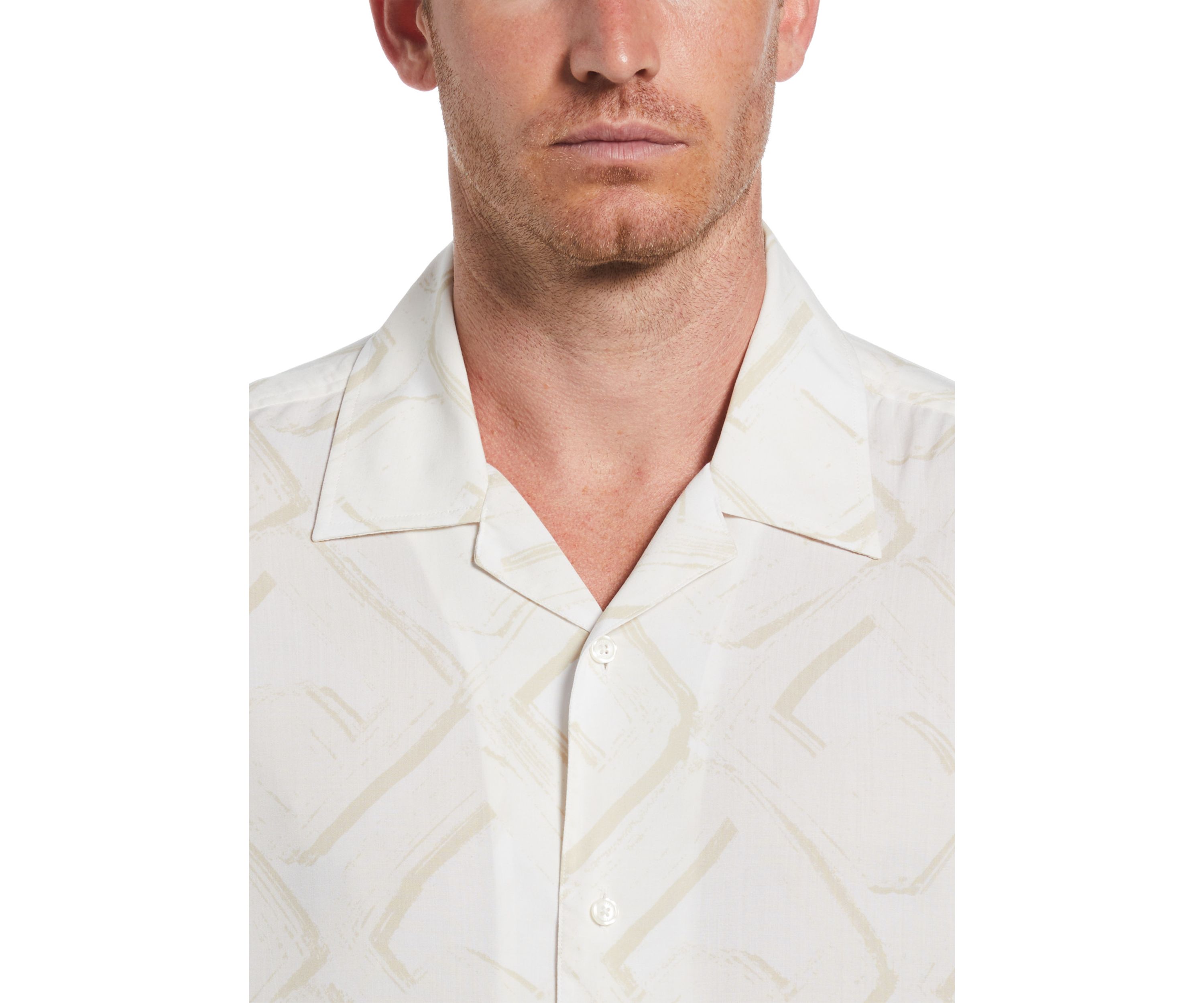 Mens Short Sleeve Abstract Linen Shirt