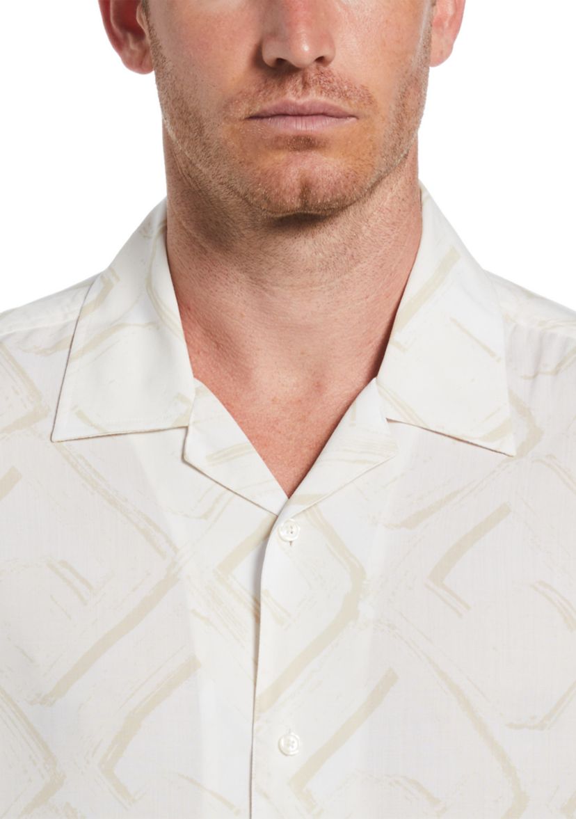 Mens Short Sleeve Abstract Linen Shirt