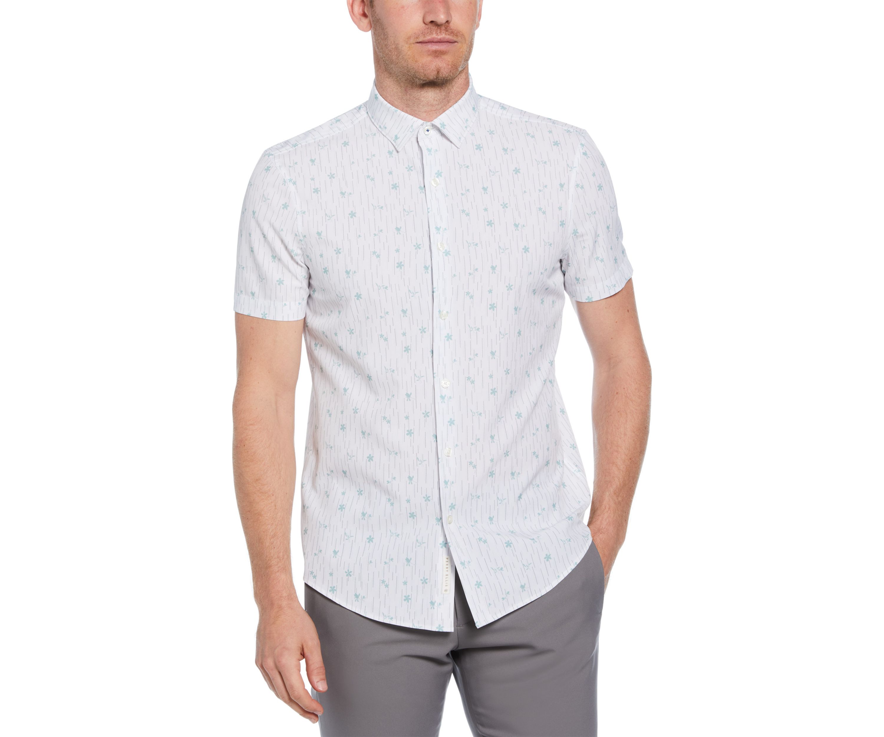 Mens Short Sleeve Striped Linen Shirt