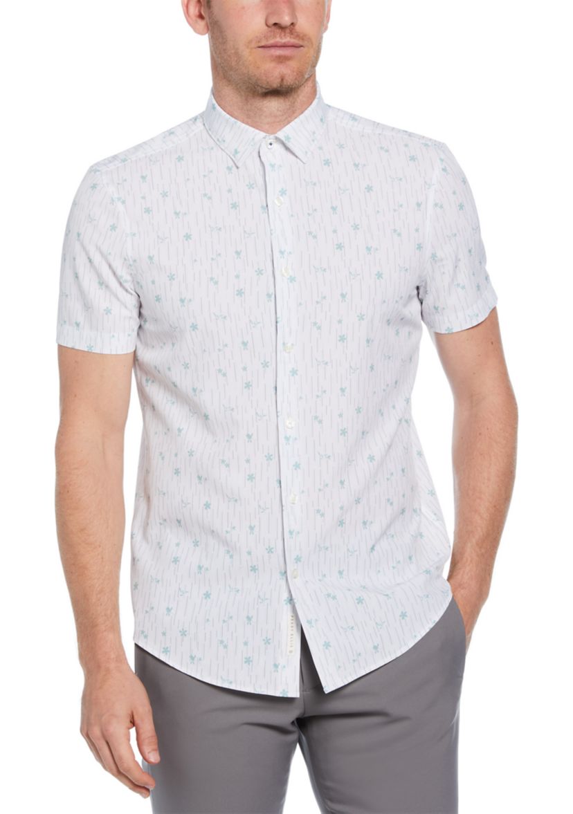 Mens Short Sleeve Striped Linen Shirt