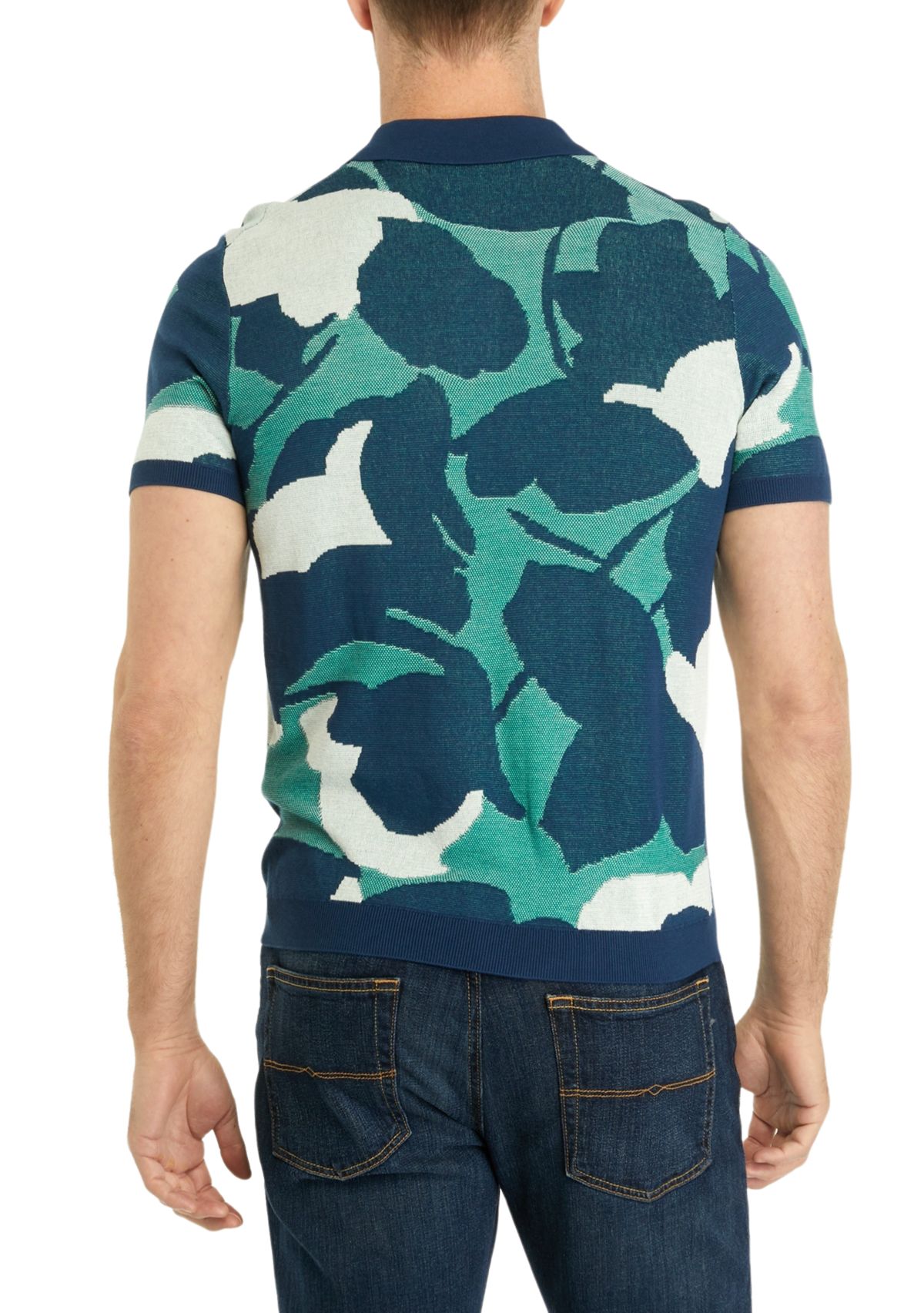 Mens Short Sleeve Floral Print Polo Shirt