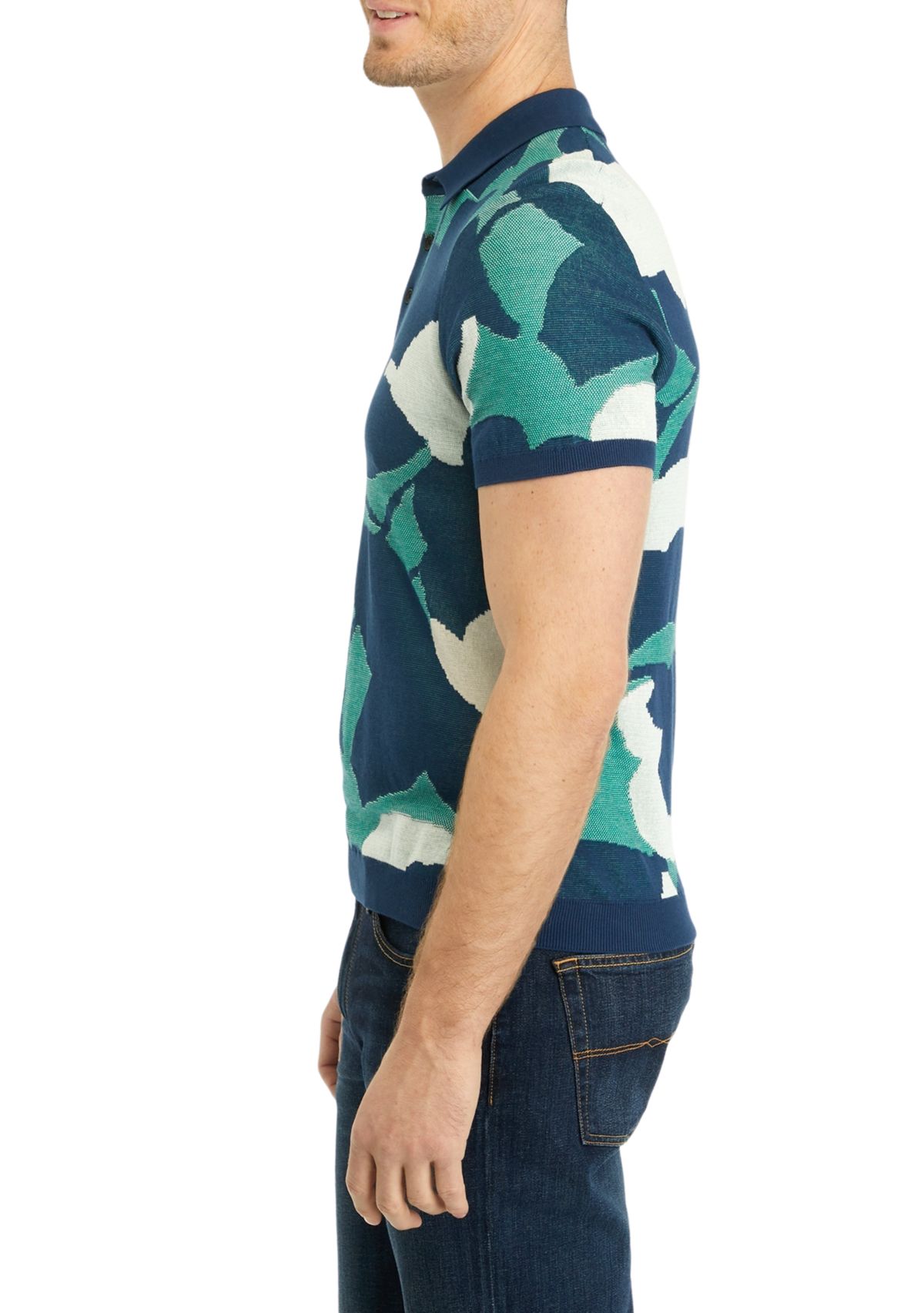 Mens Short Sleeve Floral Print Polo Shirt