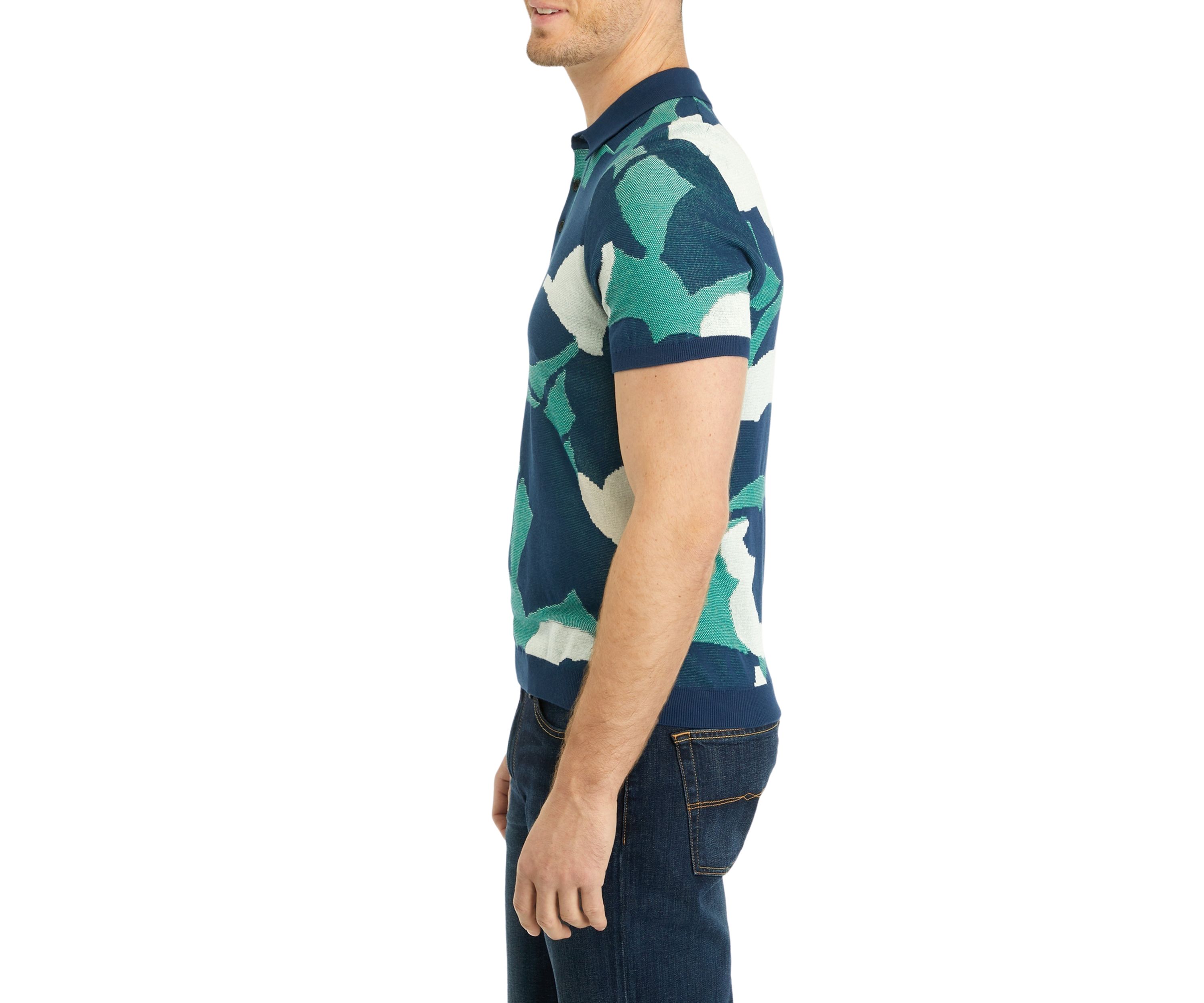 Mens Short Sleeve Floral Print Polo Shirt