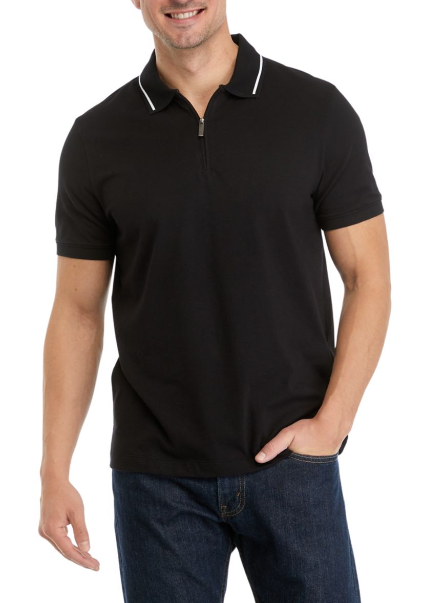 Mens Short Sleeve Zip Polo Shirt