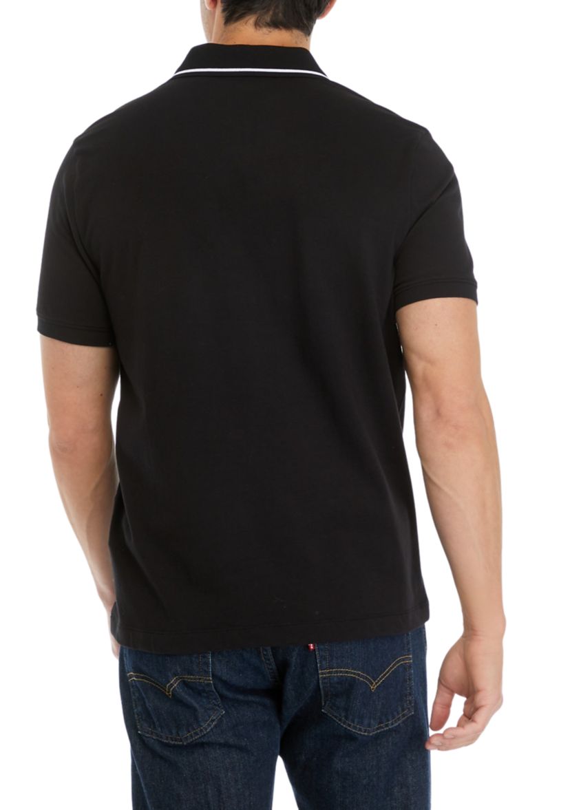 Mens Short Sleeve Zip Polo Shirt