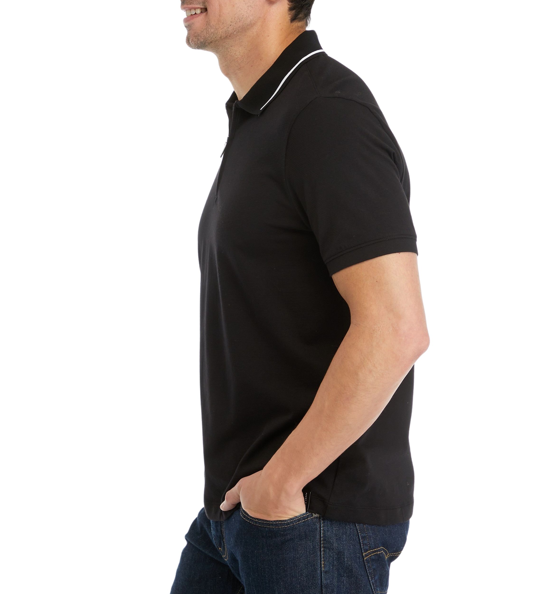 Mens Short Sleeve Zip Polo Shirt