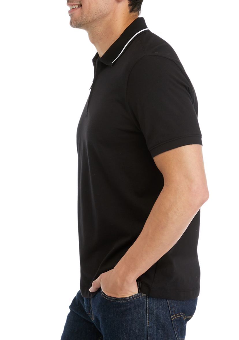 Mens Short Sleeve Zip Polo Shirt