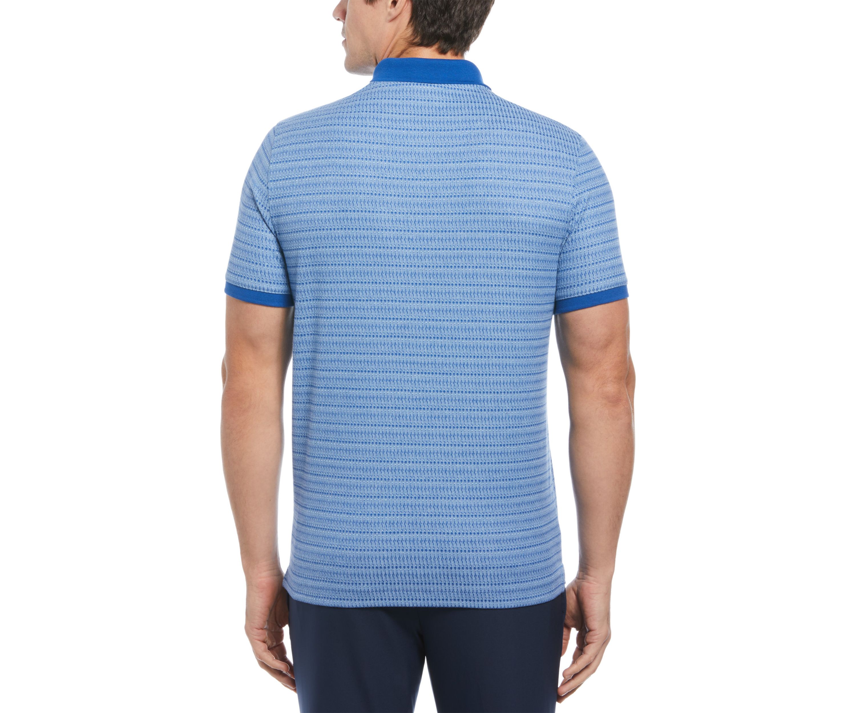Mens Geometric Printed Ribbed Three Button Polo Shirt