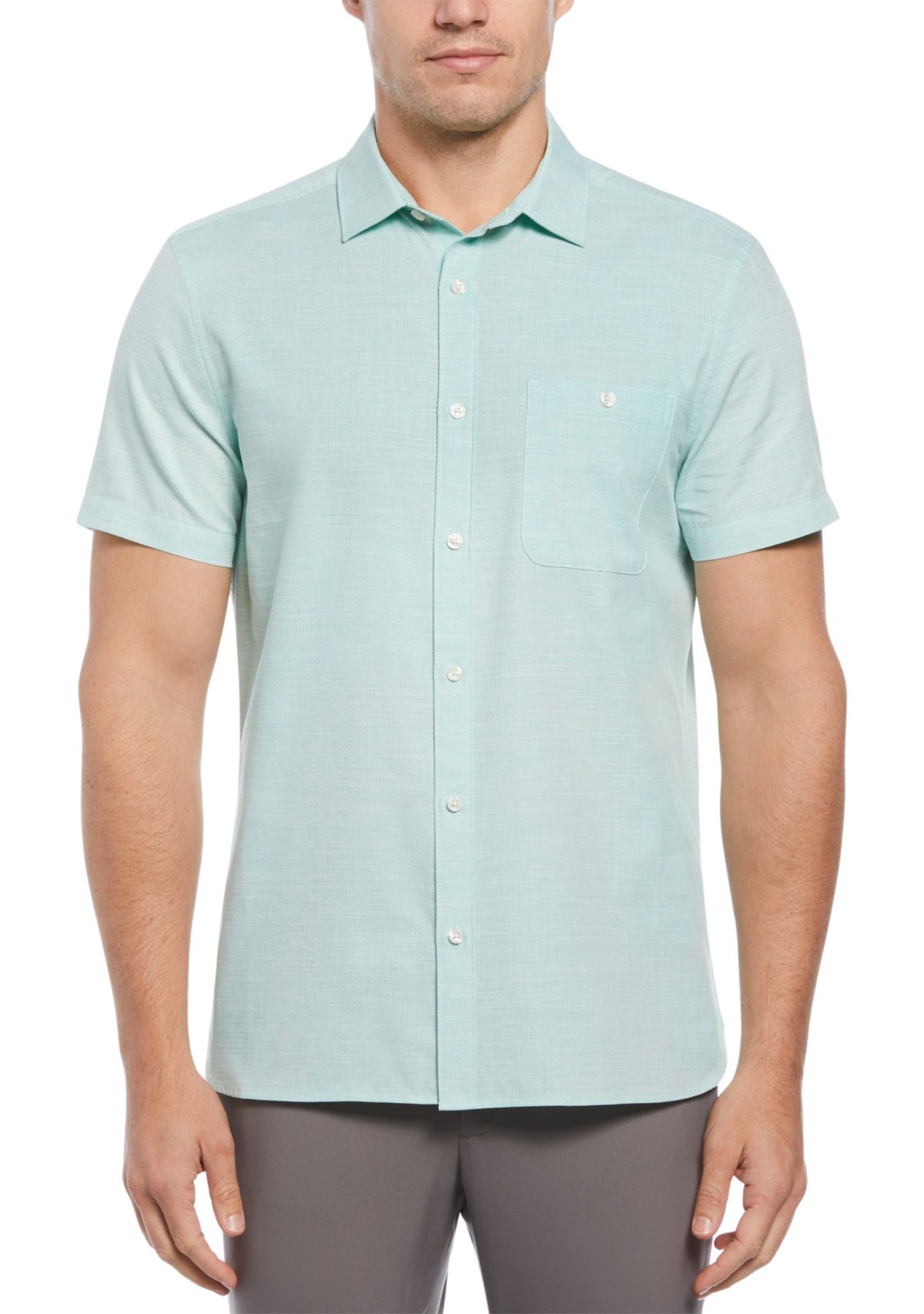 Short Sleeve Solid Voile Woven Shirt 