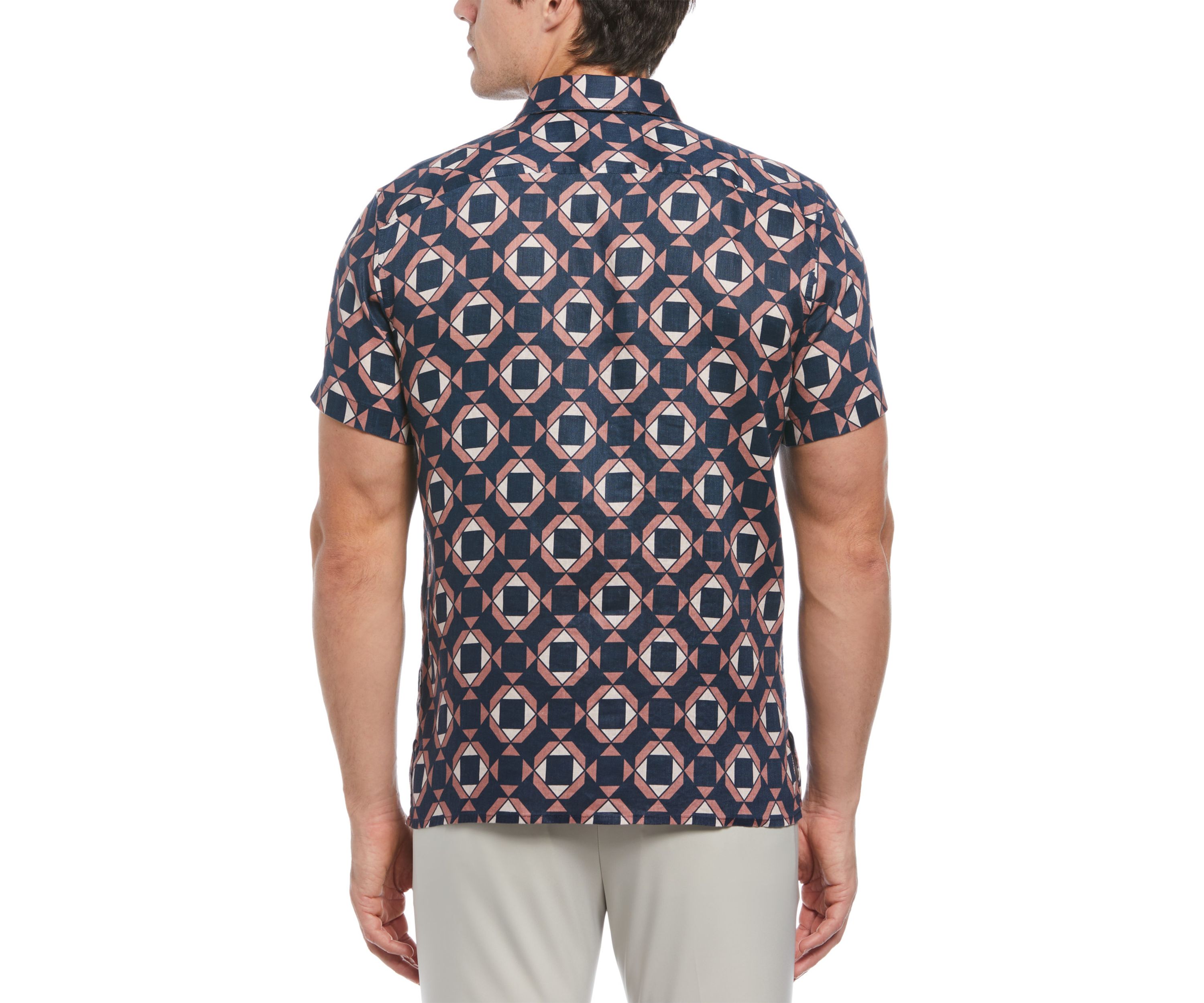 Geometric Linen Button Up Shirt 