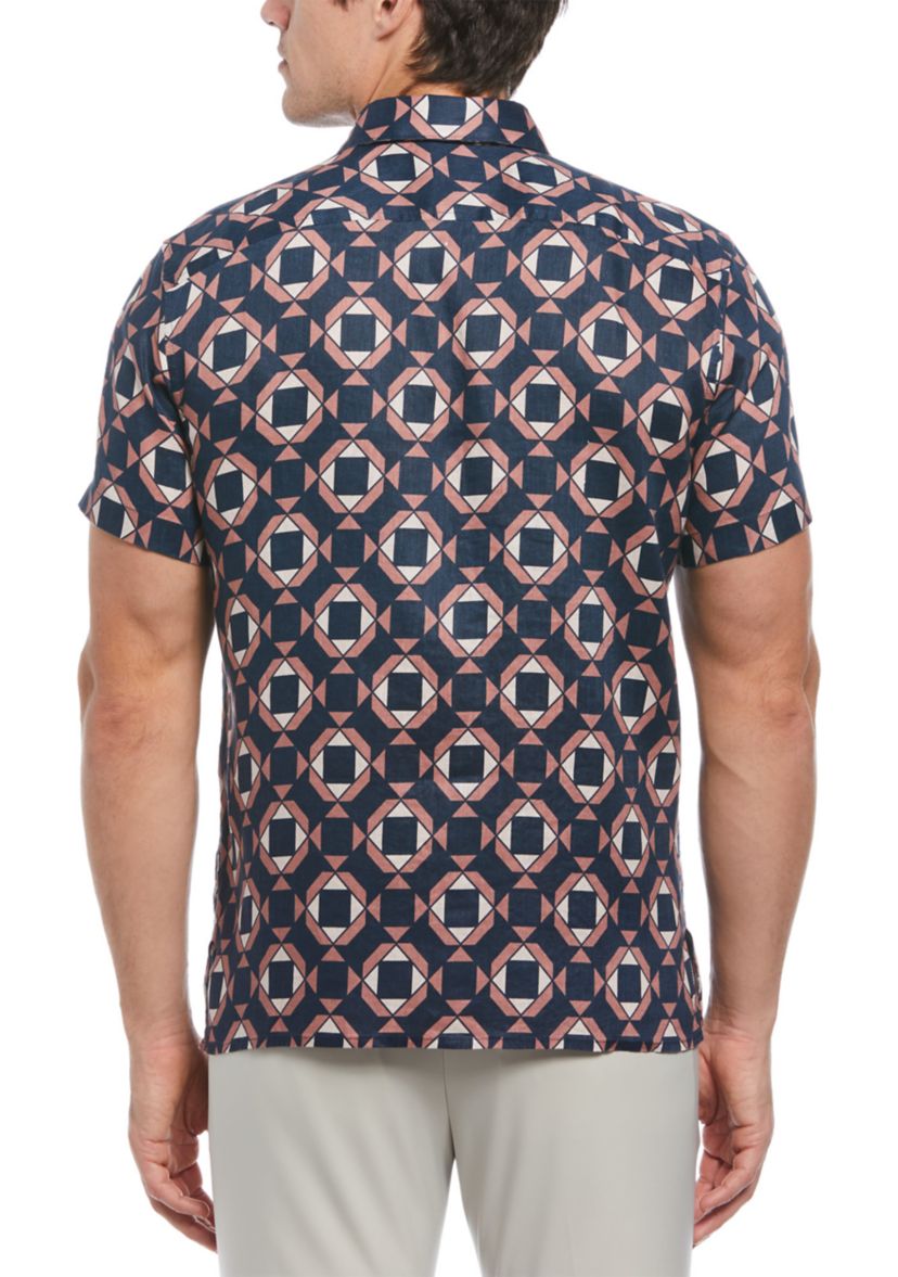 Geometric Linen Button Up Shirt 