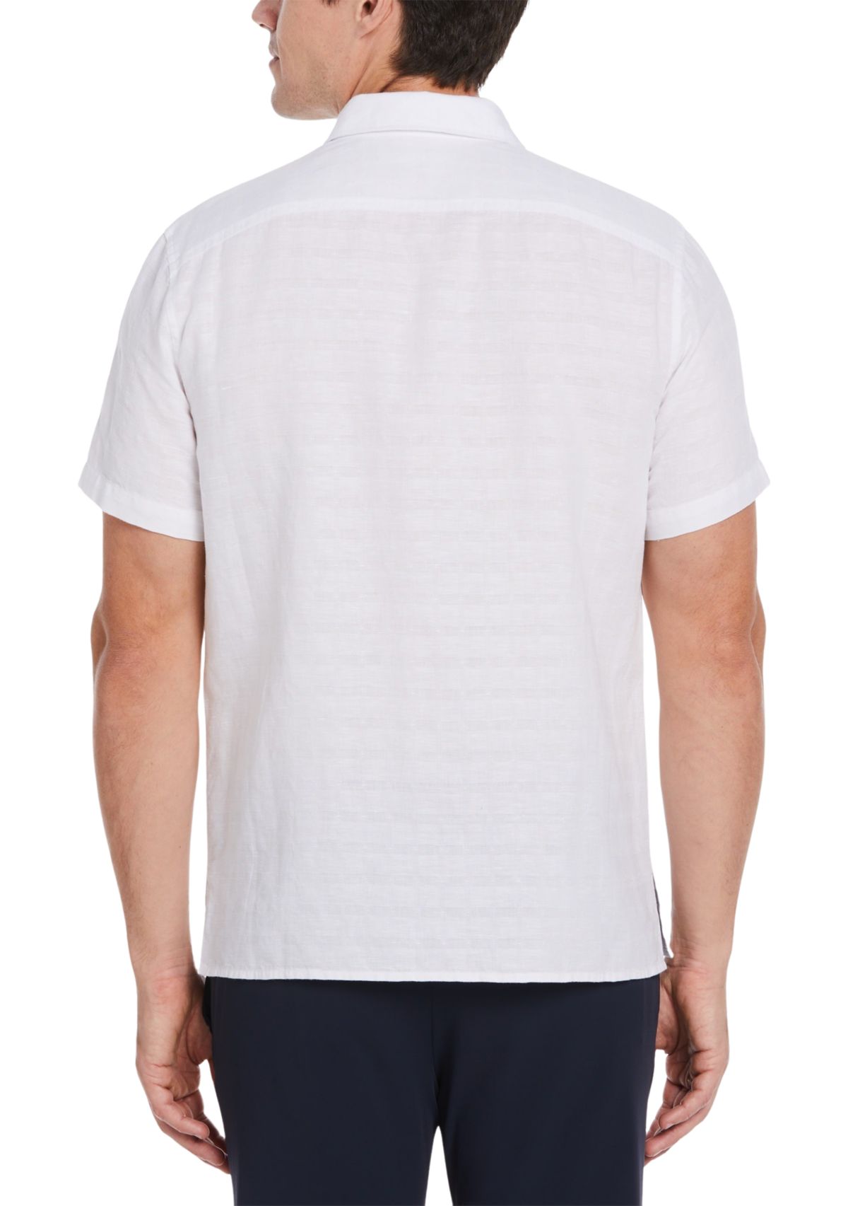 Perry Ellis® Short Sleeve Plaid Print Linen Shirt | Belk