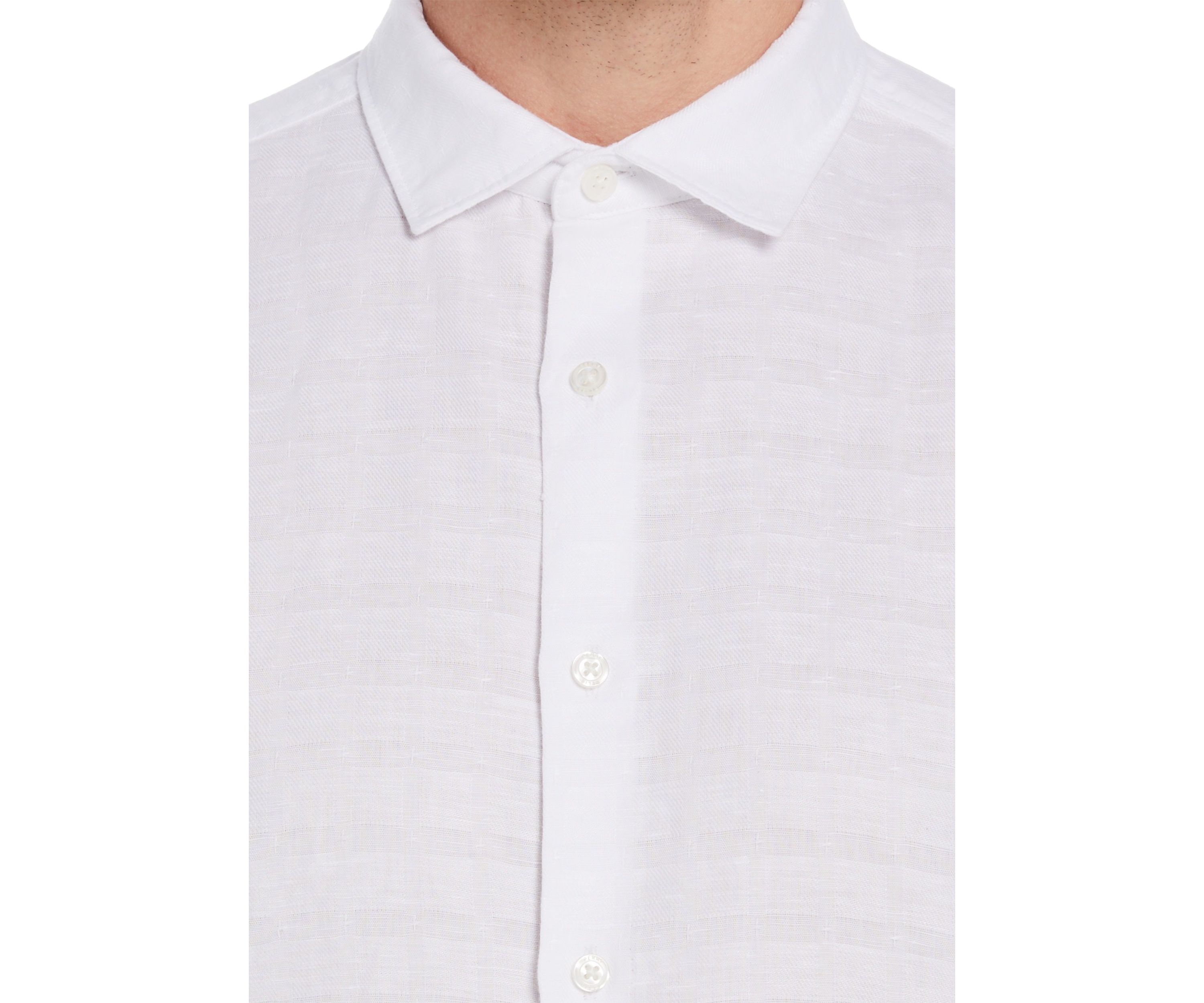 Short Sleeve Plaid Print Linen Shirt