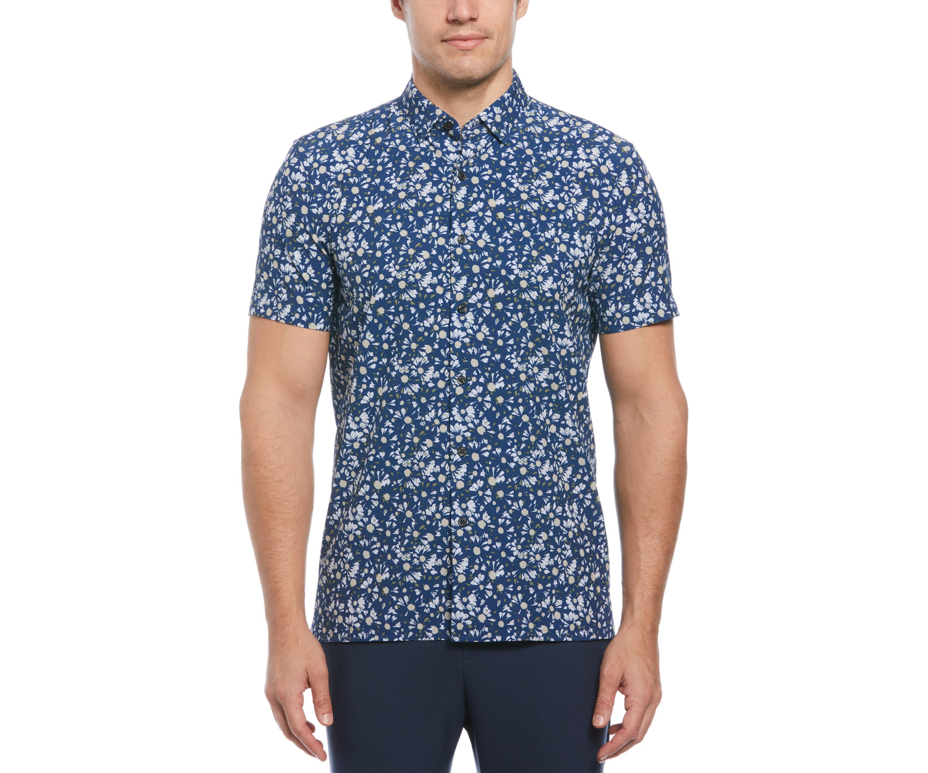 Mens Contrast Ditsy Floral Printed Shirt