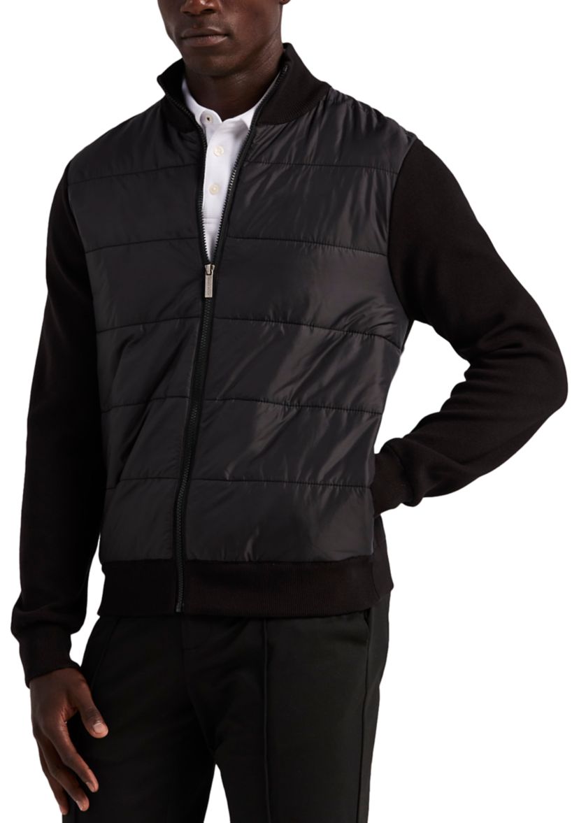 Woven Quilted Zip Mock Jacket