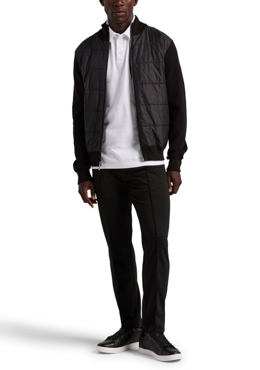 Woven Quilted Zip Mock Jacket