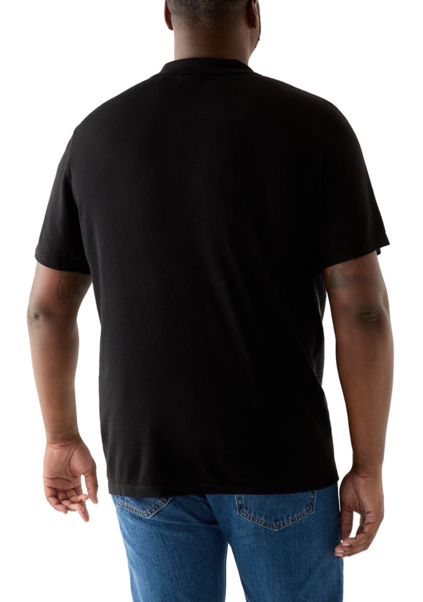 Big & Tall Short Sleeve Color Block Quarter Zip Polo Shirt 