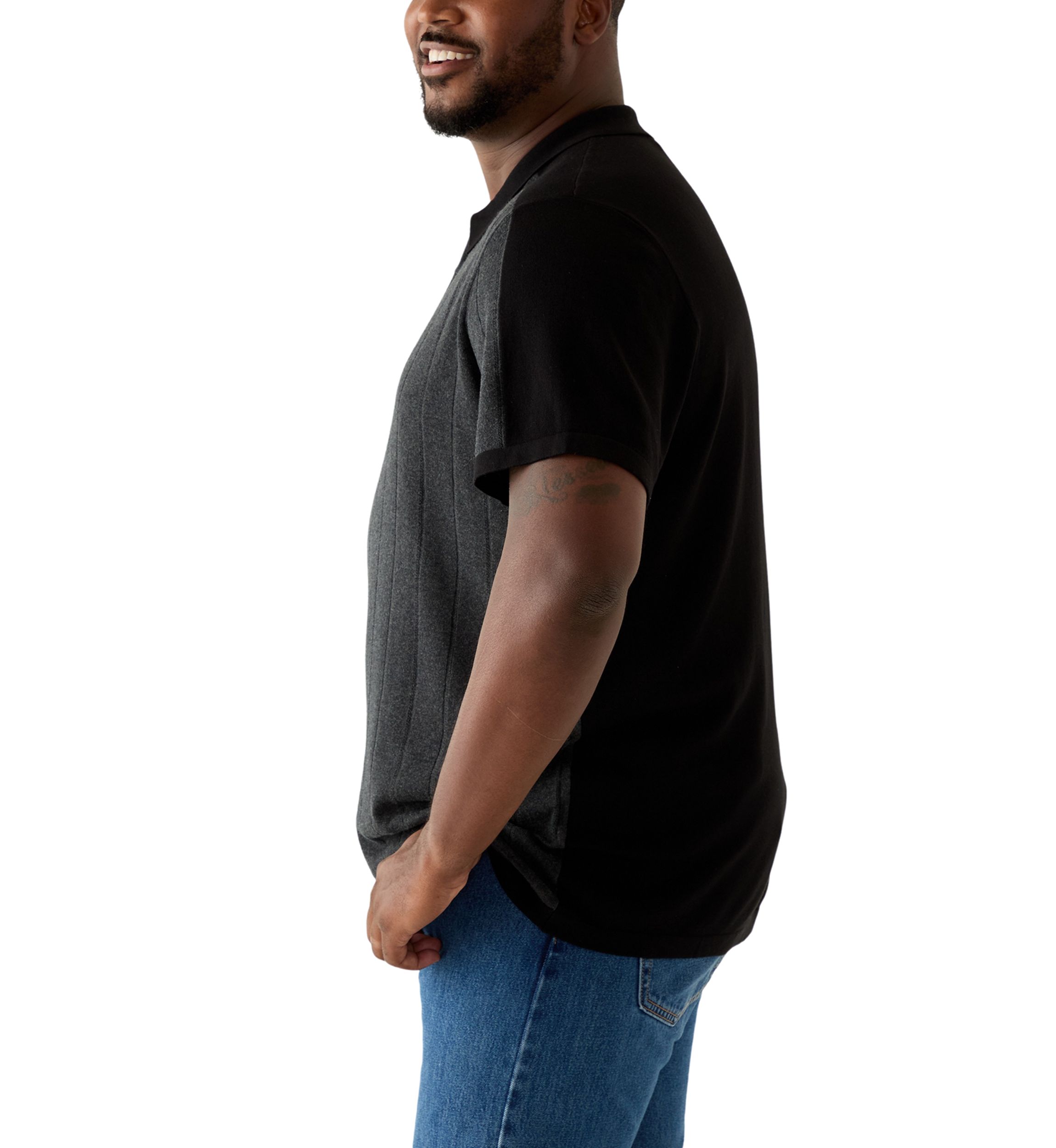 Big & Tall Short Sleeve Color Block Quarter Zip Polo Shirt 