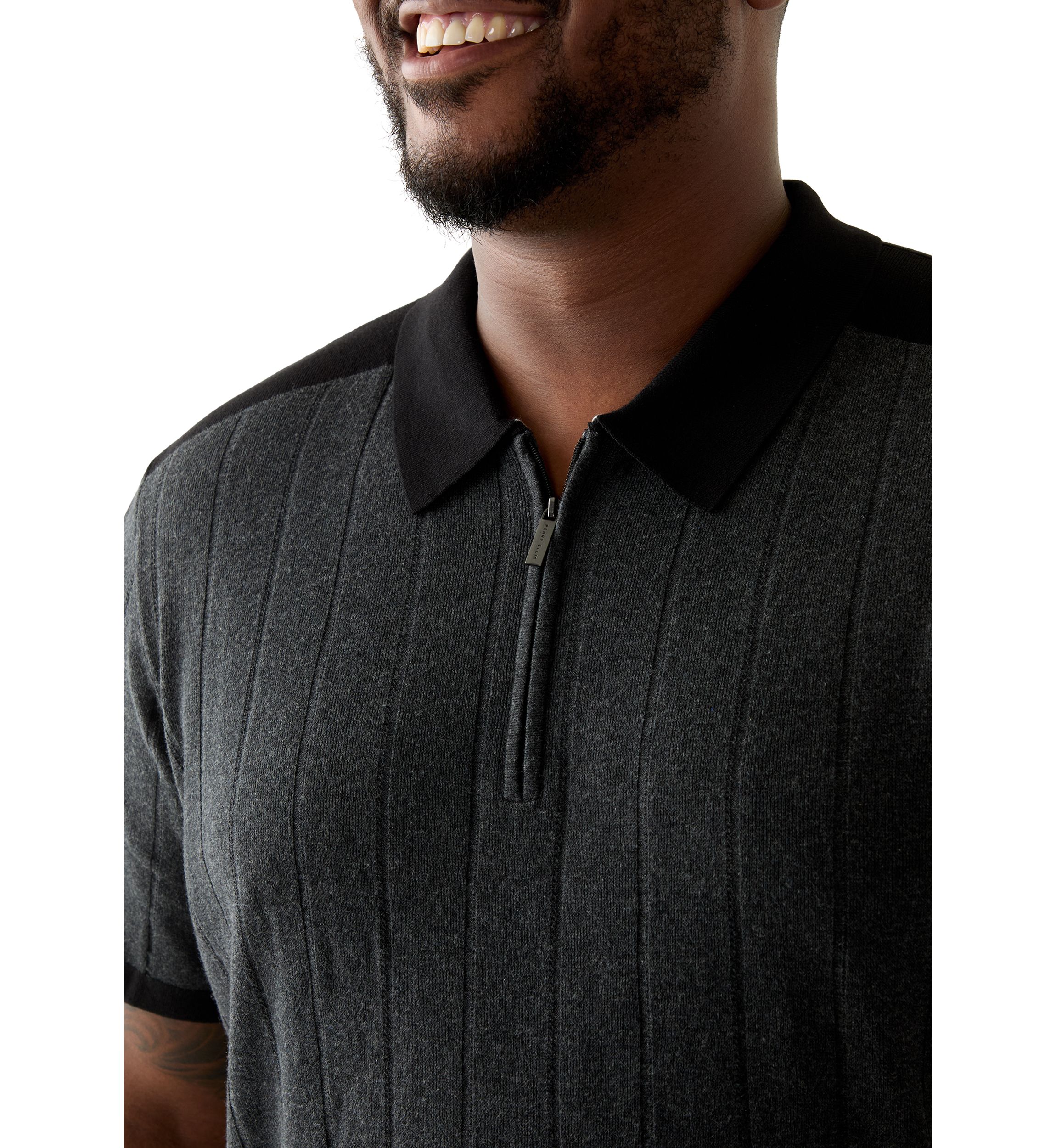 Big & Tall Short Sleeve Color Block Quarter Zip Polo Shirt 