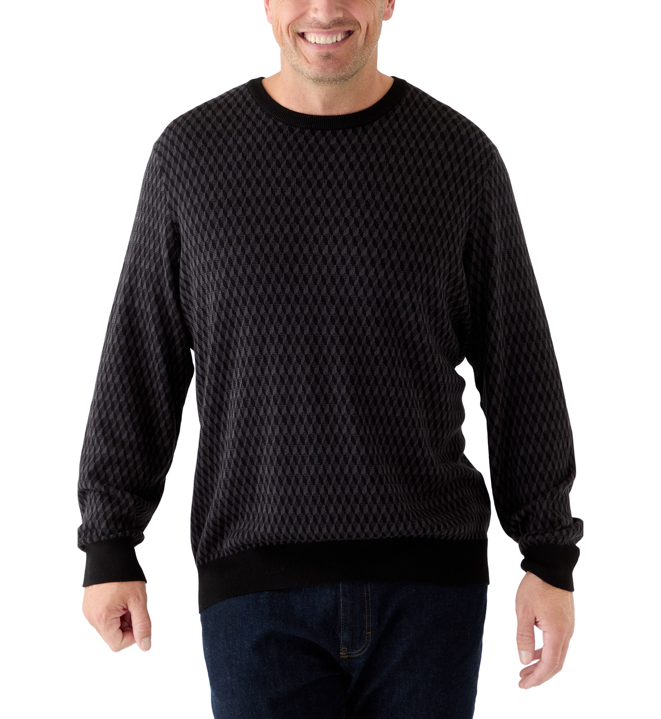 Perry Ellis® Big & Tall Geometric Jacquard Crew Neck Pullover | Belk