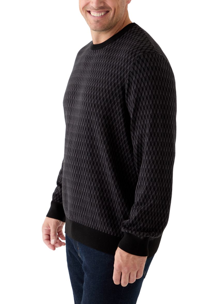 Big & Tall Geometric Jacquard Crew Neck Pullover