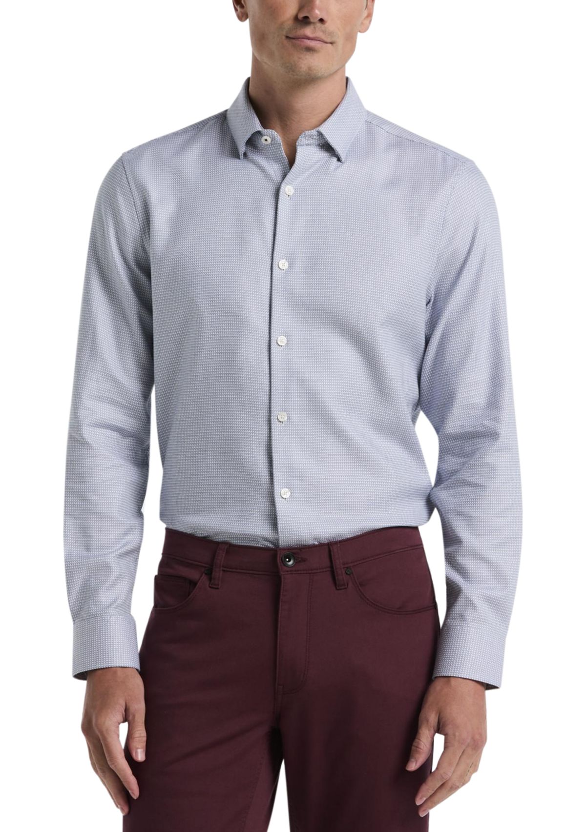 Mens Herringbone Dobby Button Down Shirt
