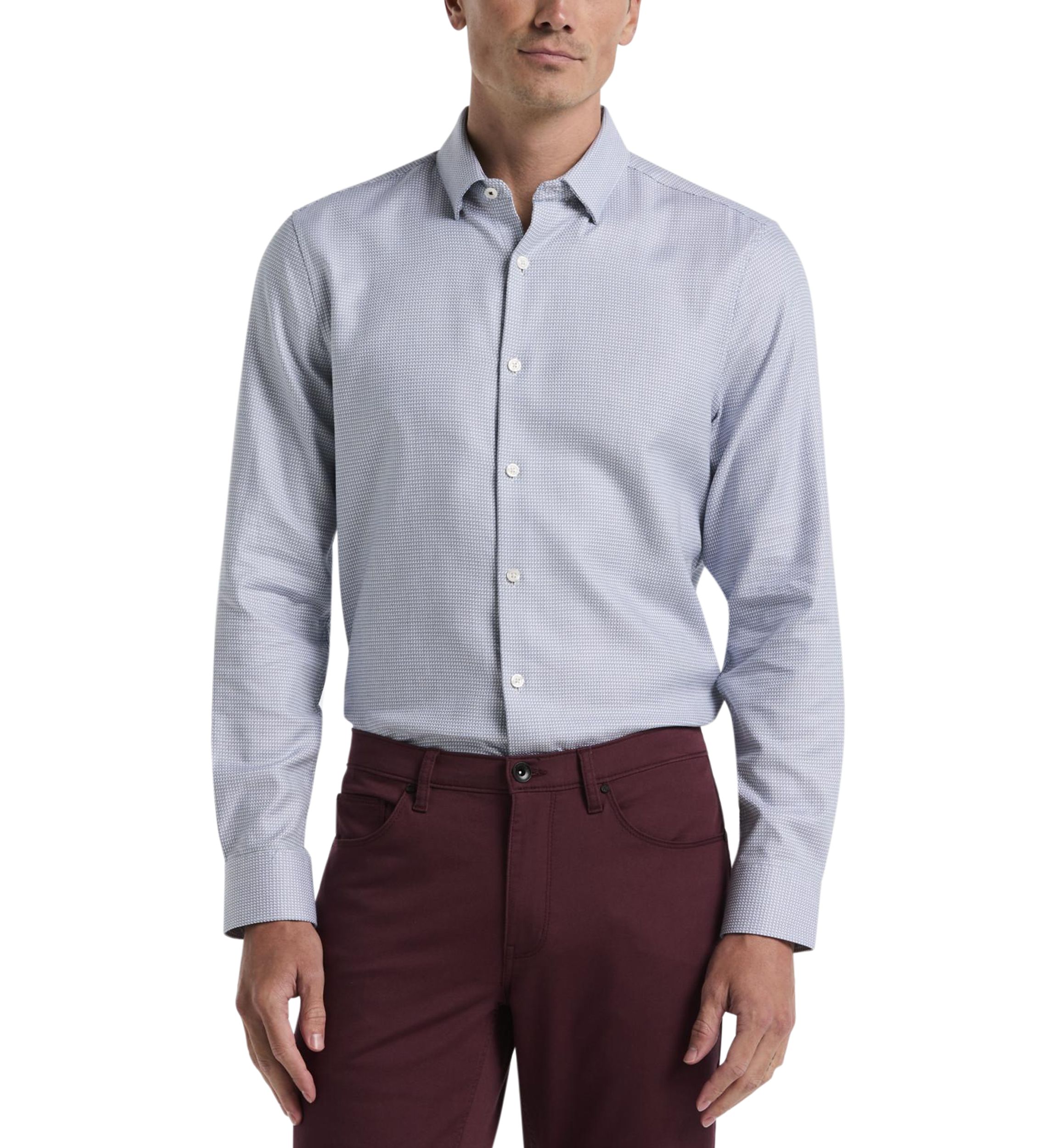Mens Herringbone Dobby Button Down Shirt