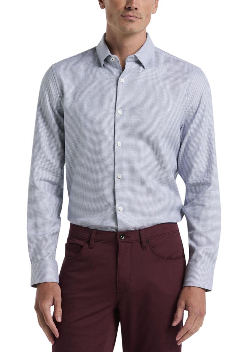 Mens Herringbone Dobby Button Down Shirt