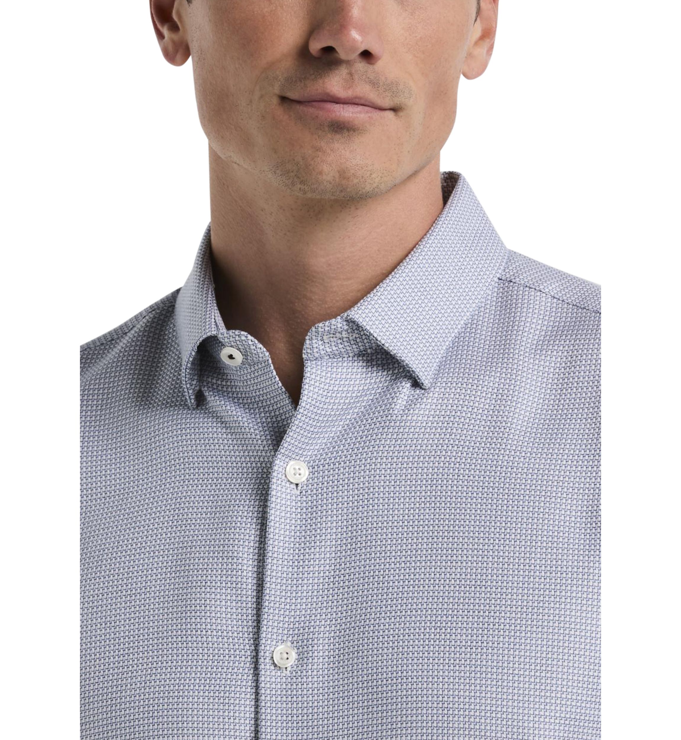 Mens Herringbone Dobby Button Down Shirt