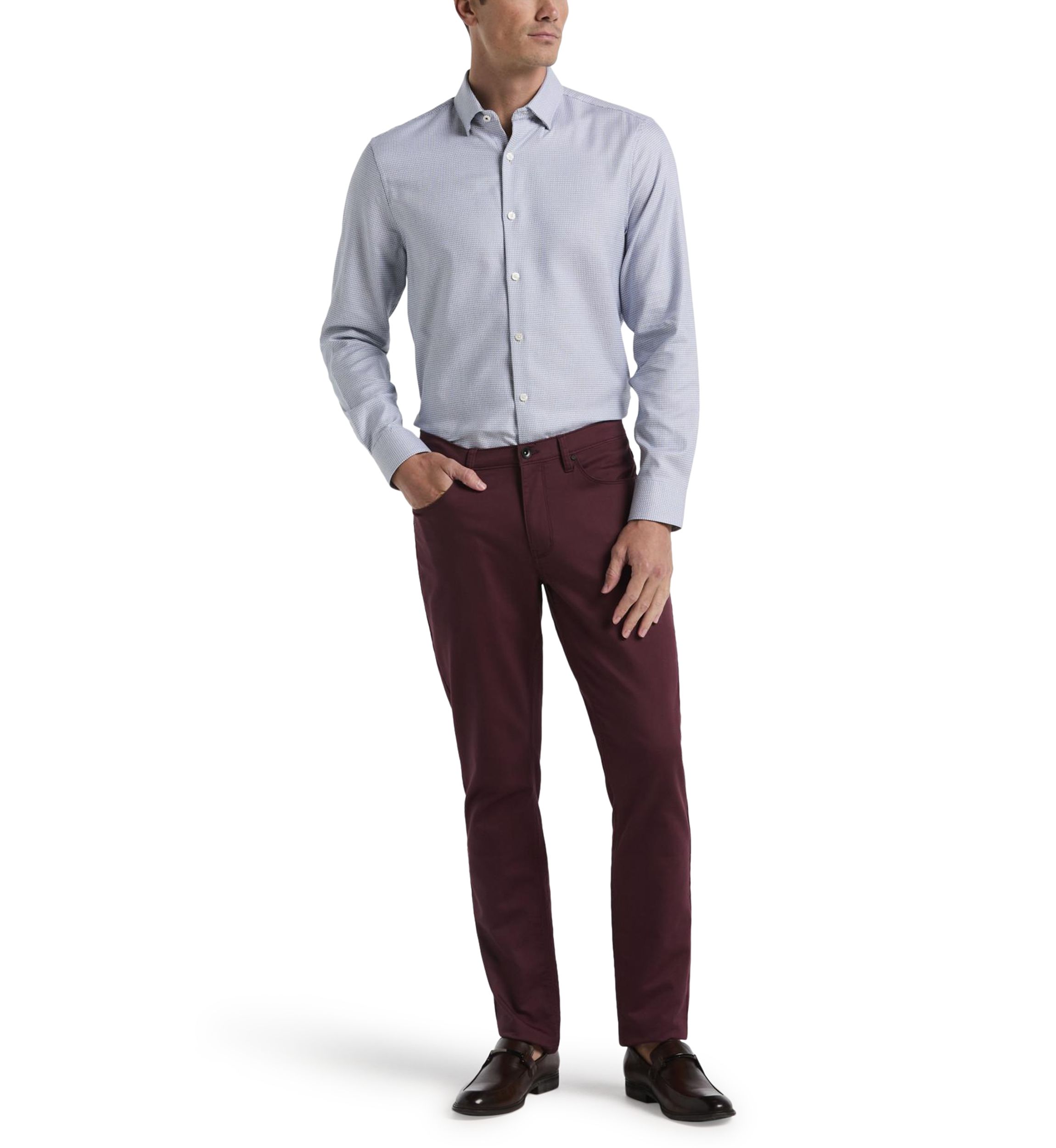 Mens Herringbone Dobby Button Down Shirt