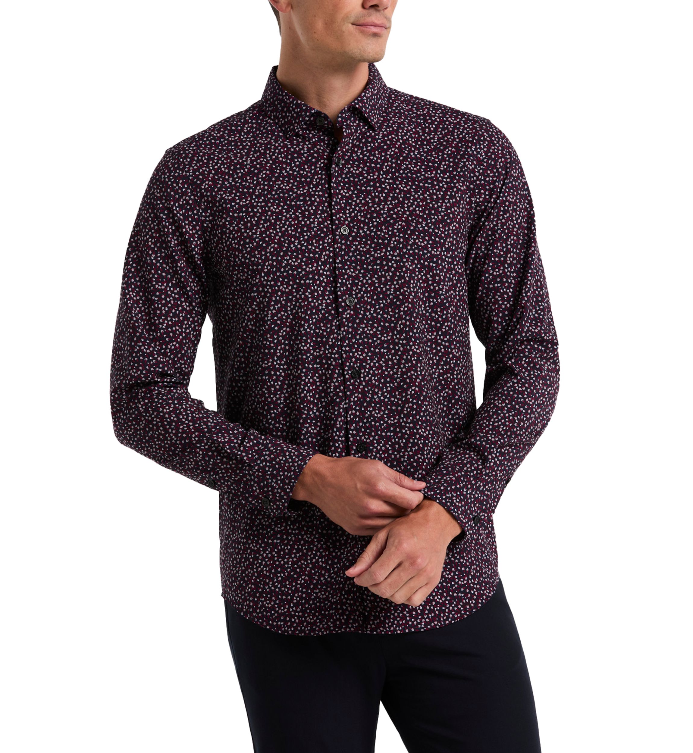 Mens Slim Floral Printed Dress Shirt