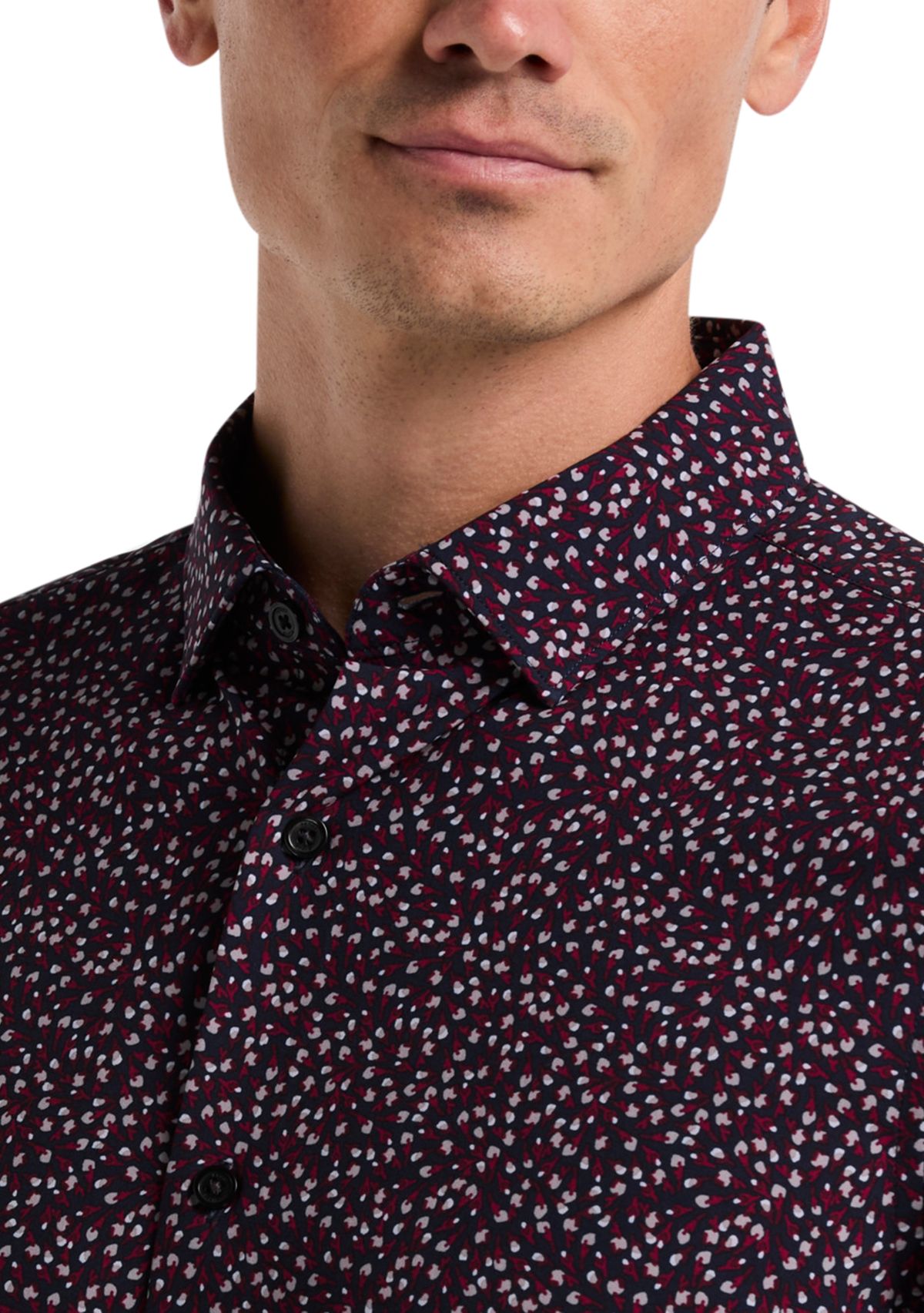 Mens Slim Floral Printed Dress Shirt