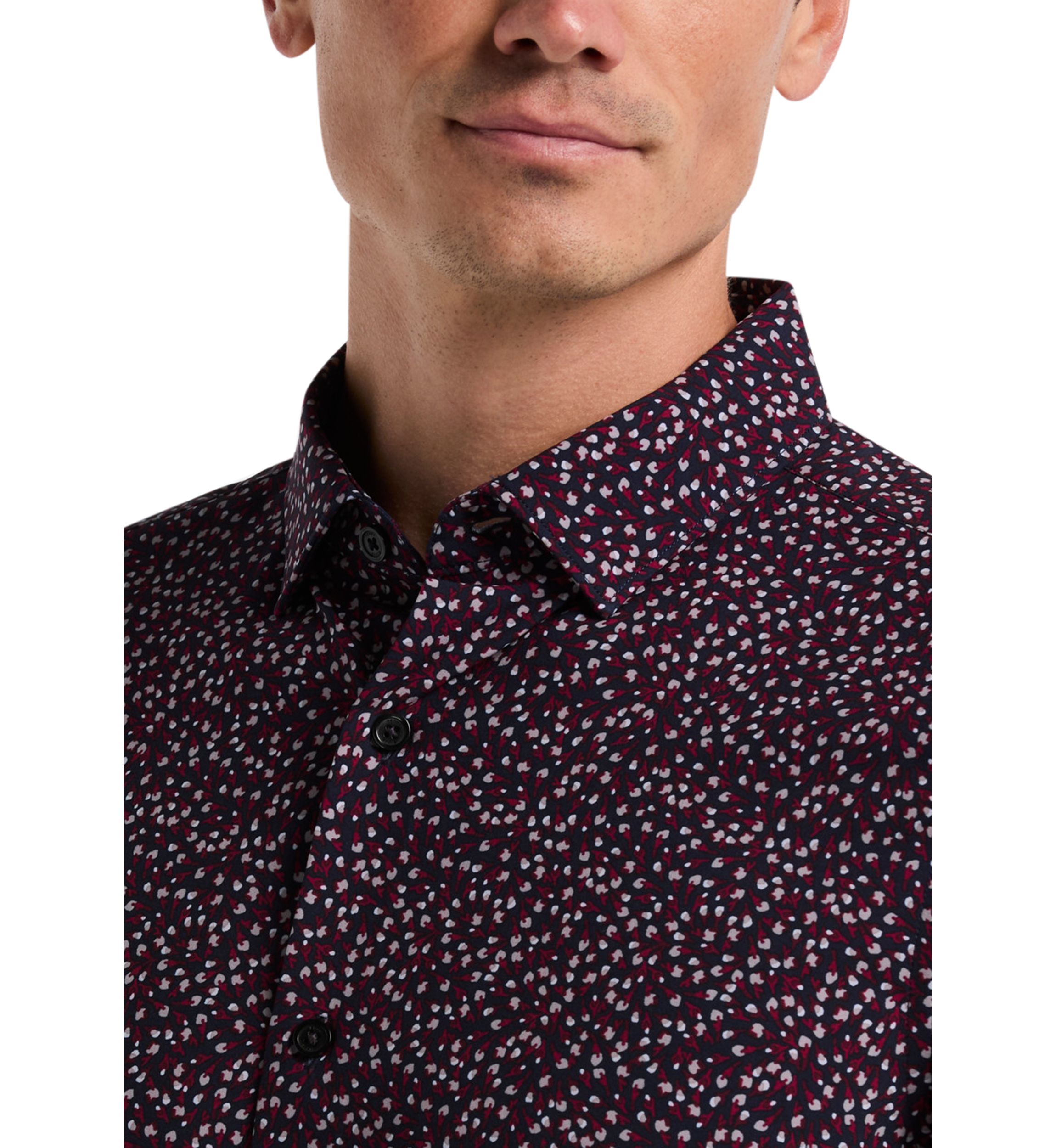 Mens Slim Floral Printed Dress Shirt