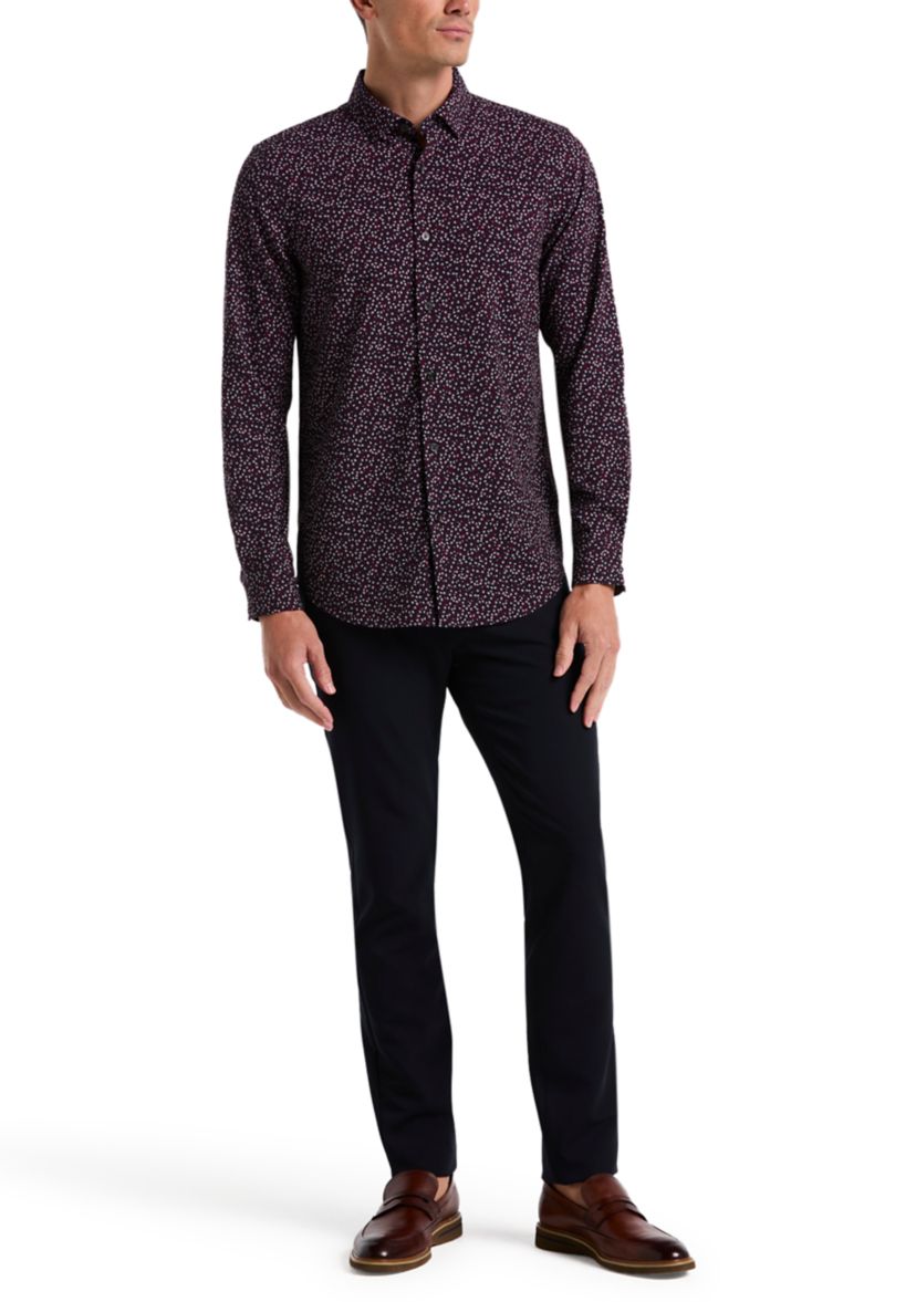 Mens Slim Floral Printed Dress Shirt