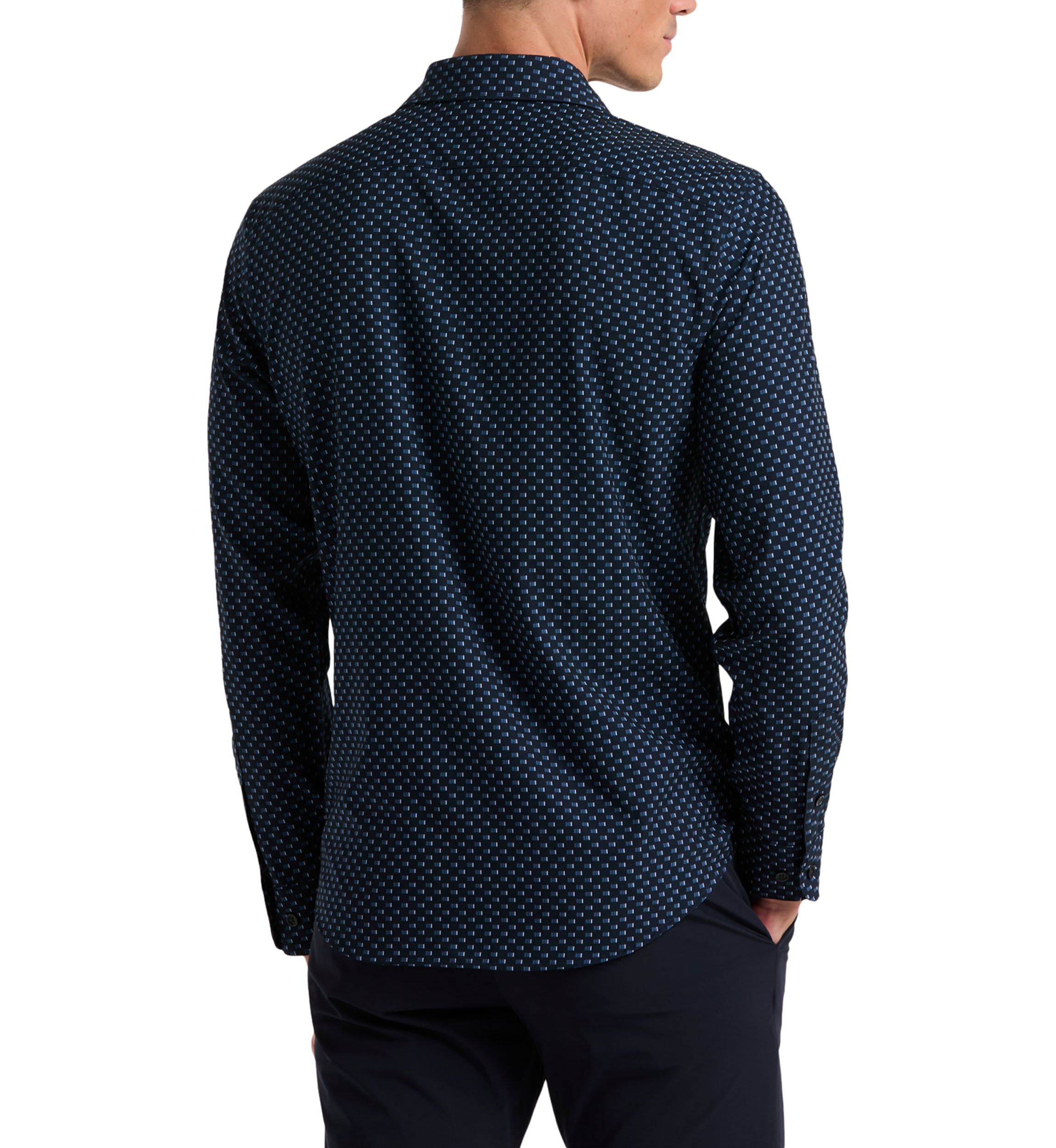 Long Sleeve Slim Grid Button Down Shirt 