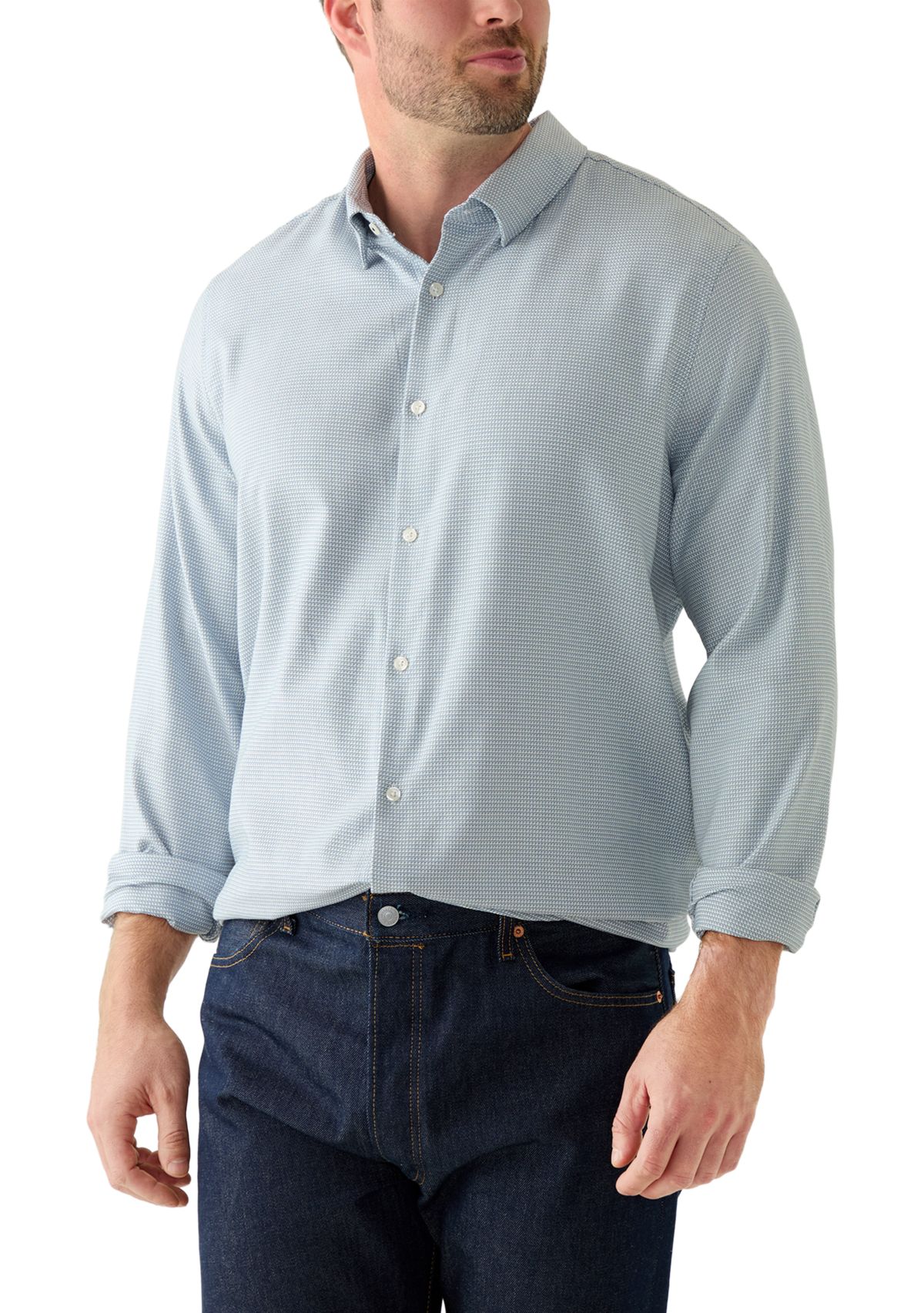 Big & Tall Long Sleeve Herringbone Dobby Shirt