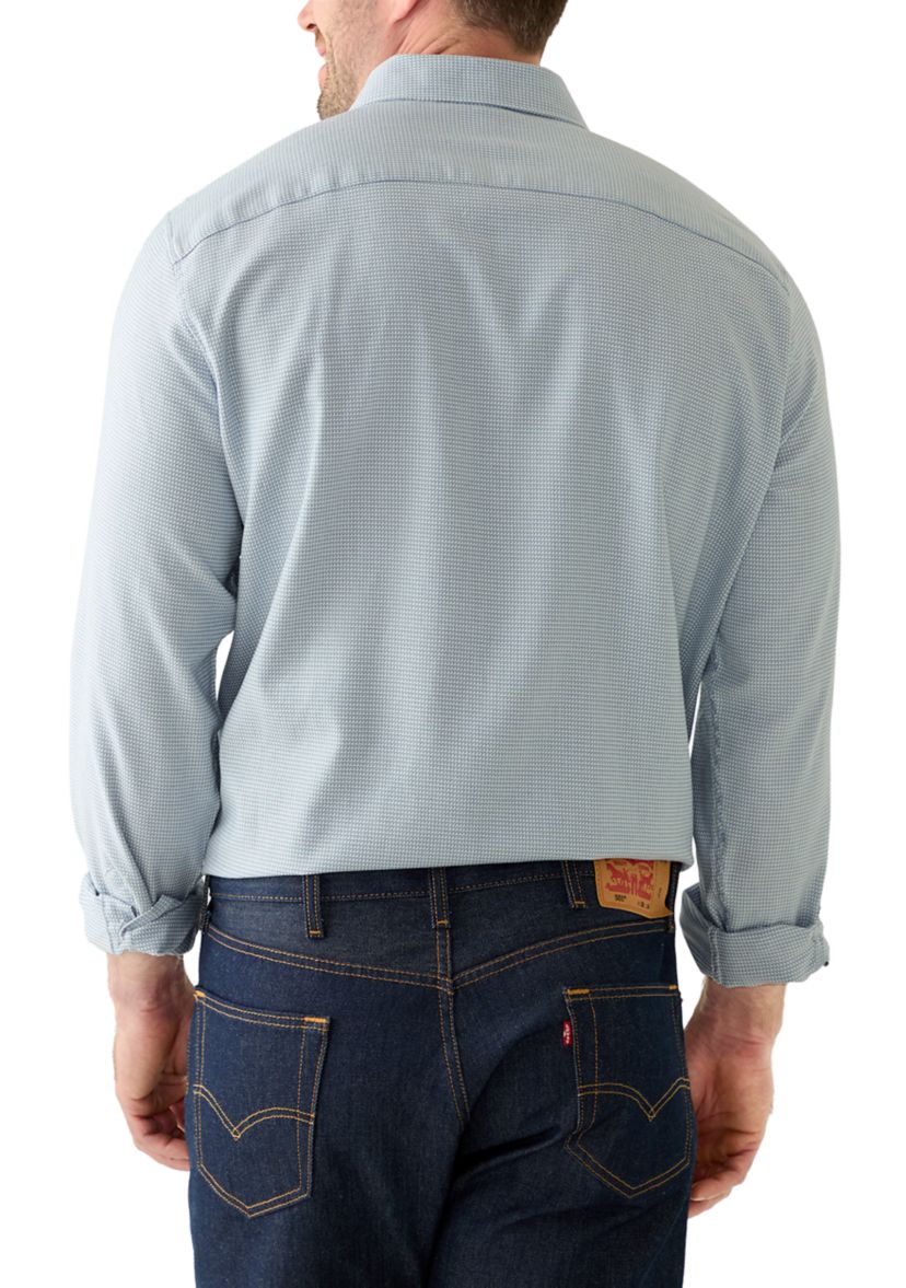 Big & Tall Long Sleeve Herringbone Dobby Shirt