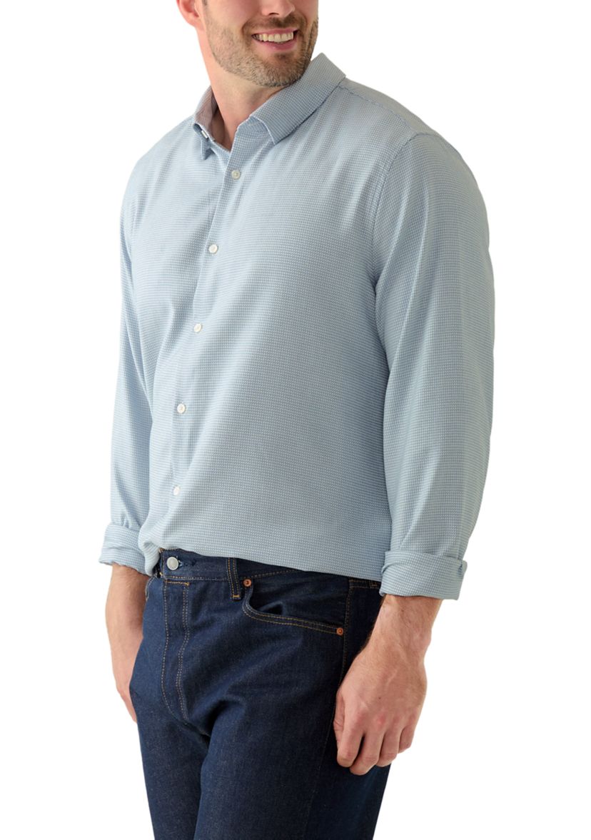 Big & Tall Long Sleeve Herringbone Dobby Shirt