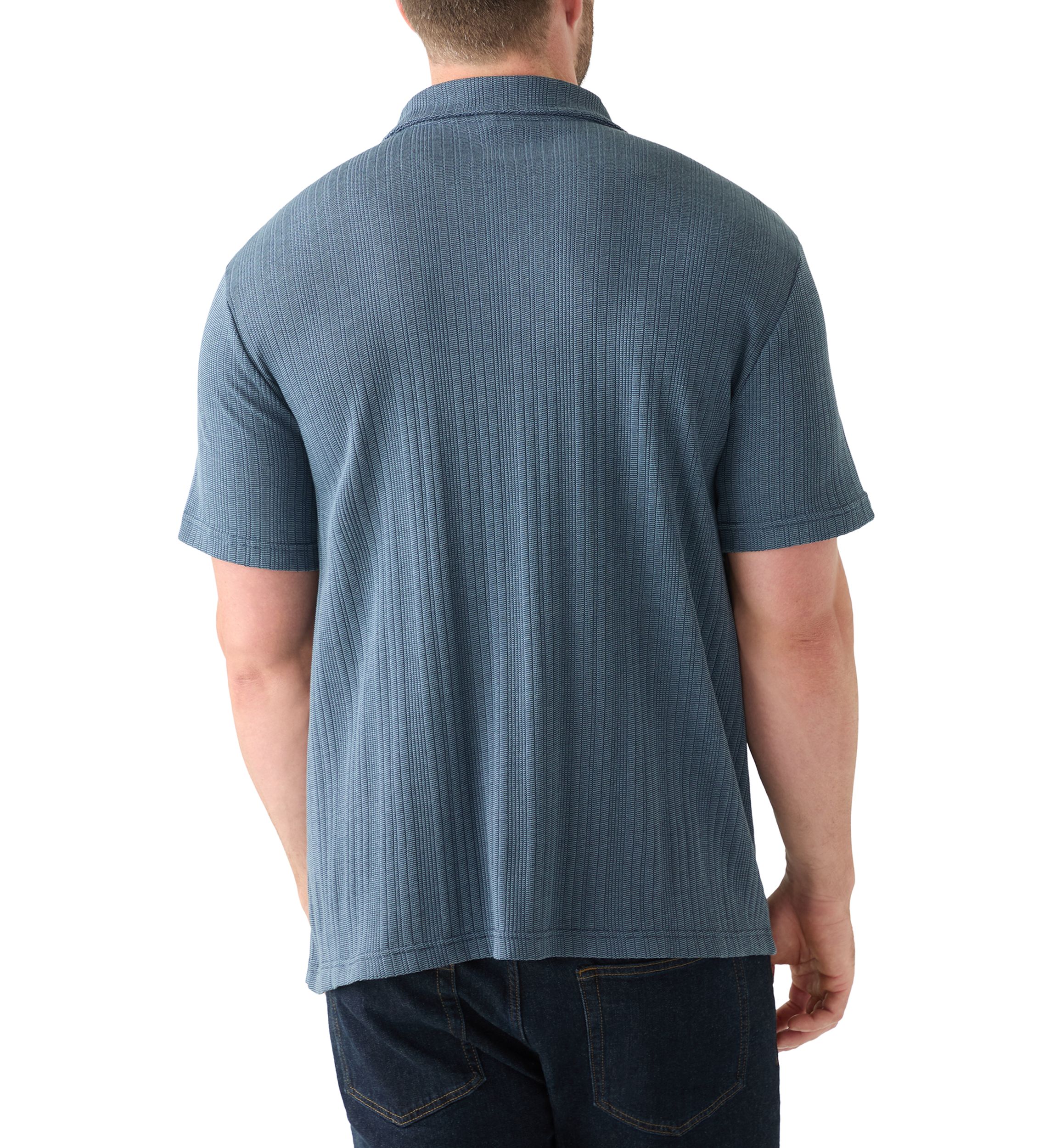Big & Tall Short Sleeve  Stripe Camp Shirt 