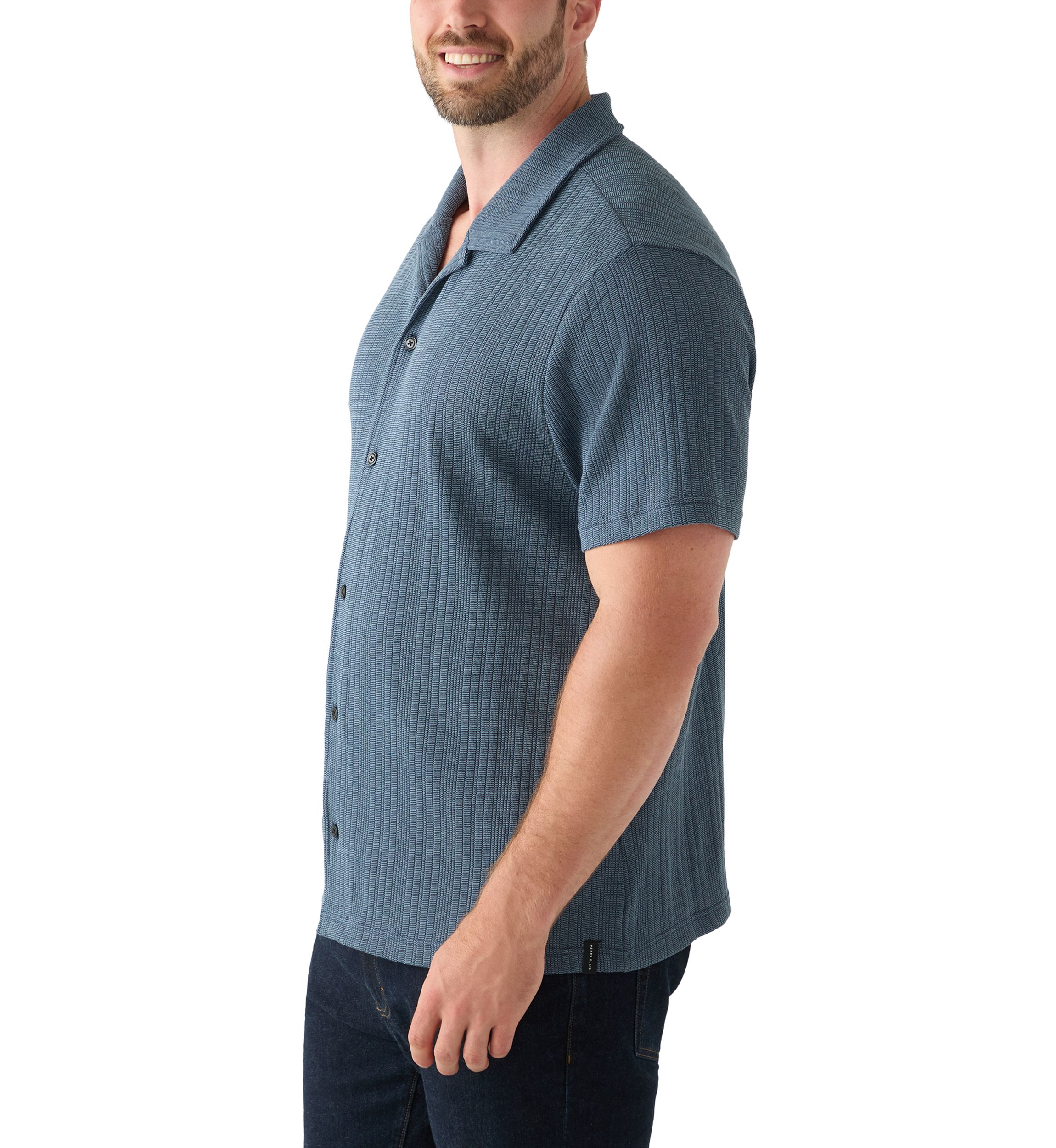 Big & Tall Short Sleeve  Stripe Camp Shirt 